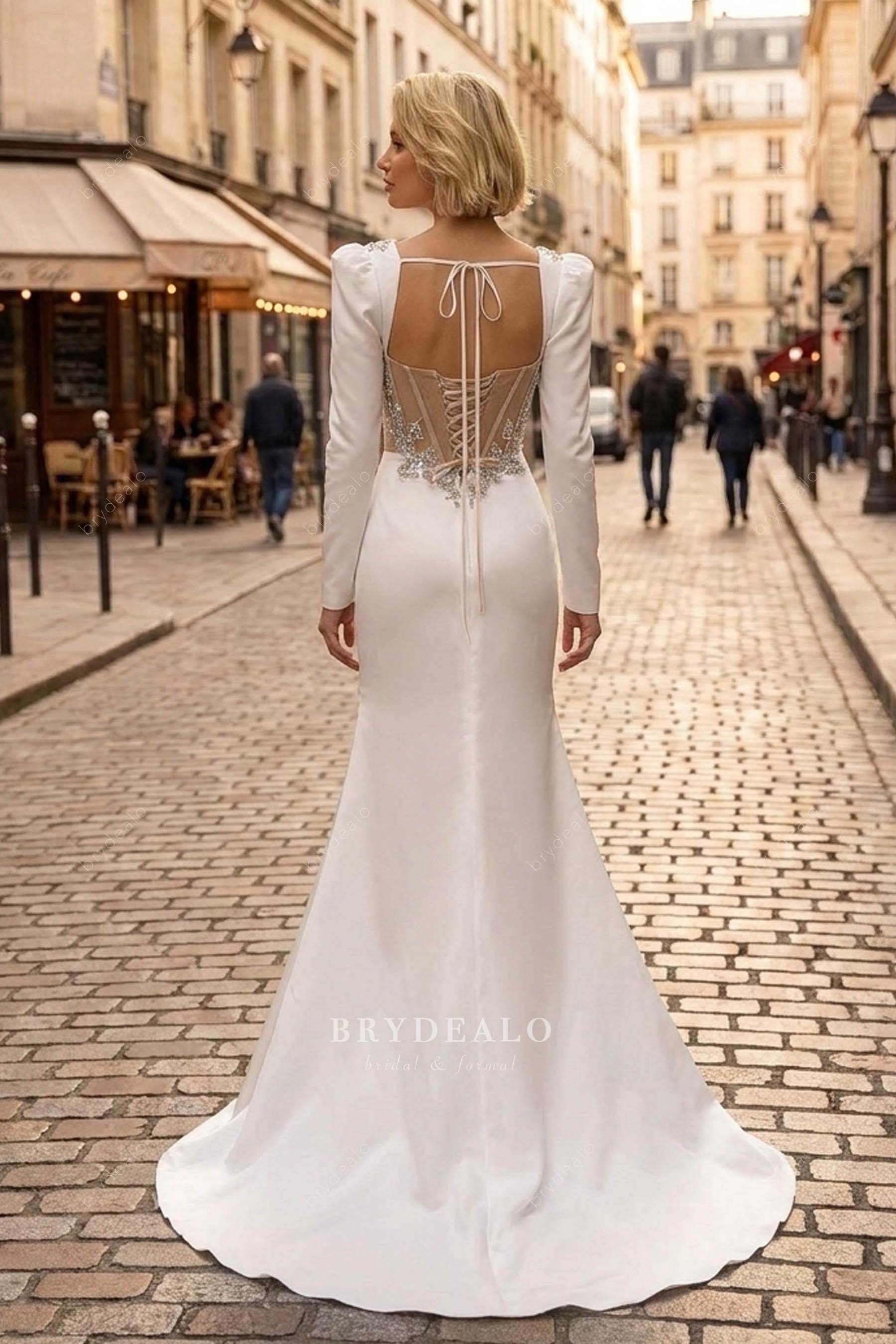 corset back satin wedding dress