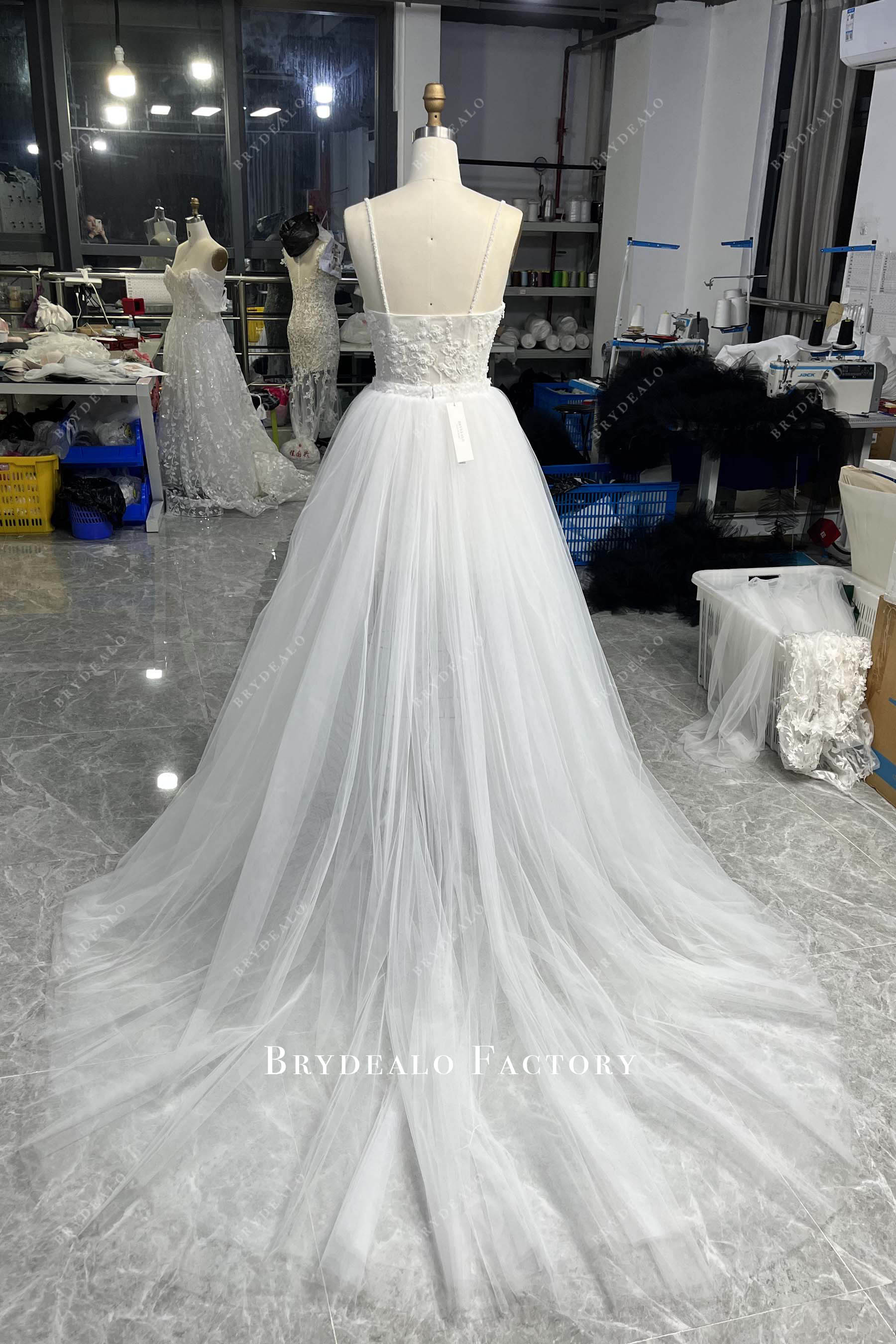 Modern Beaded Bodycon Puffy Tulle Overskirt Wedding Dress