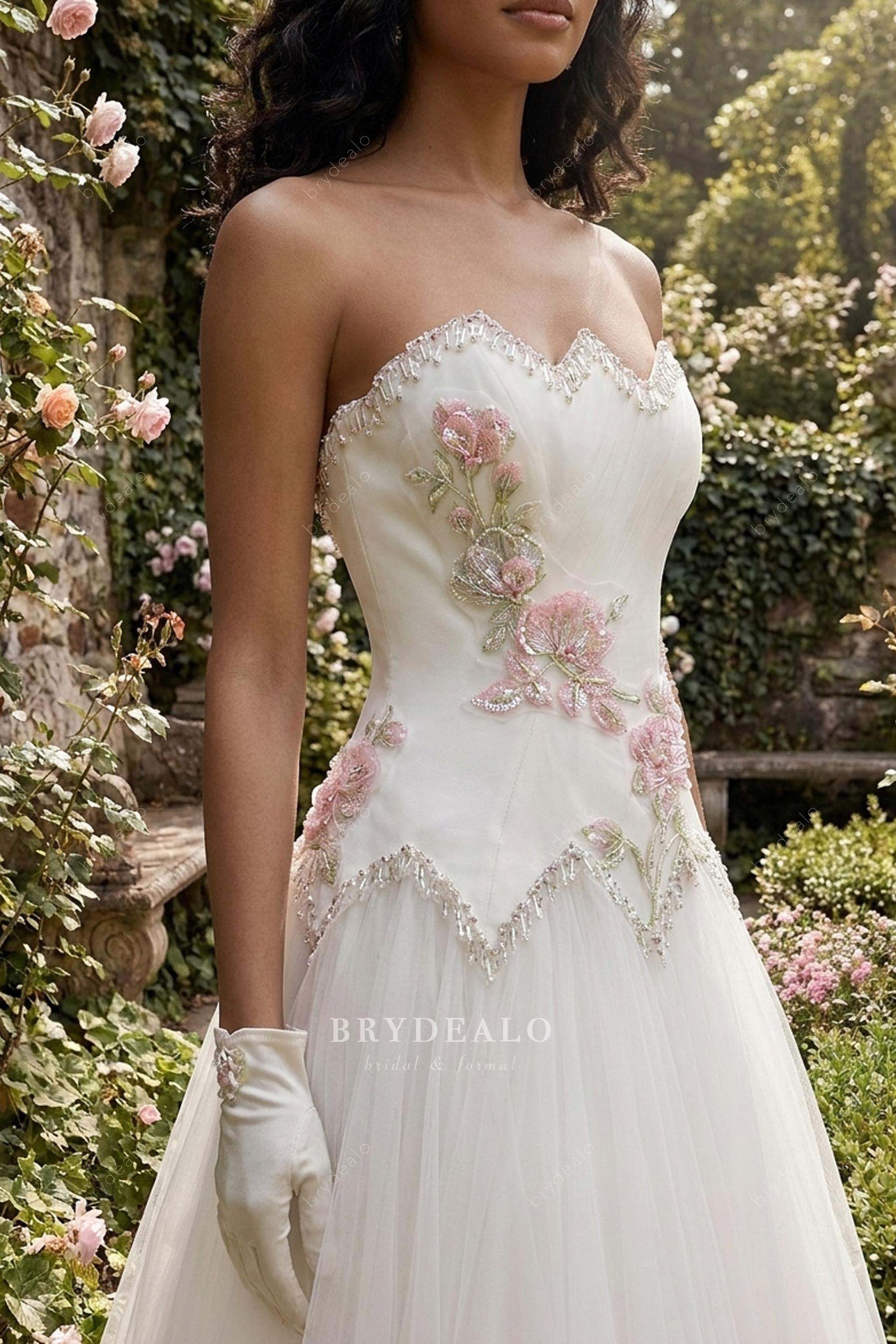 couture zigzag neck wedding dress
