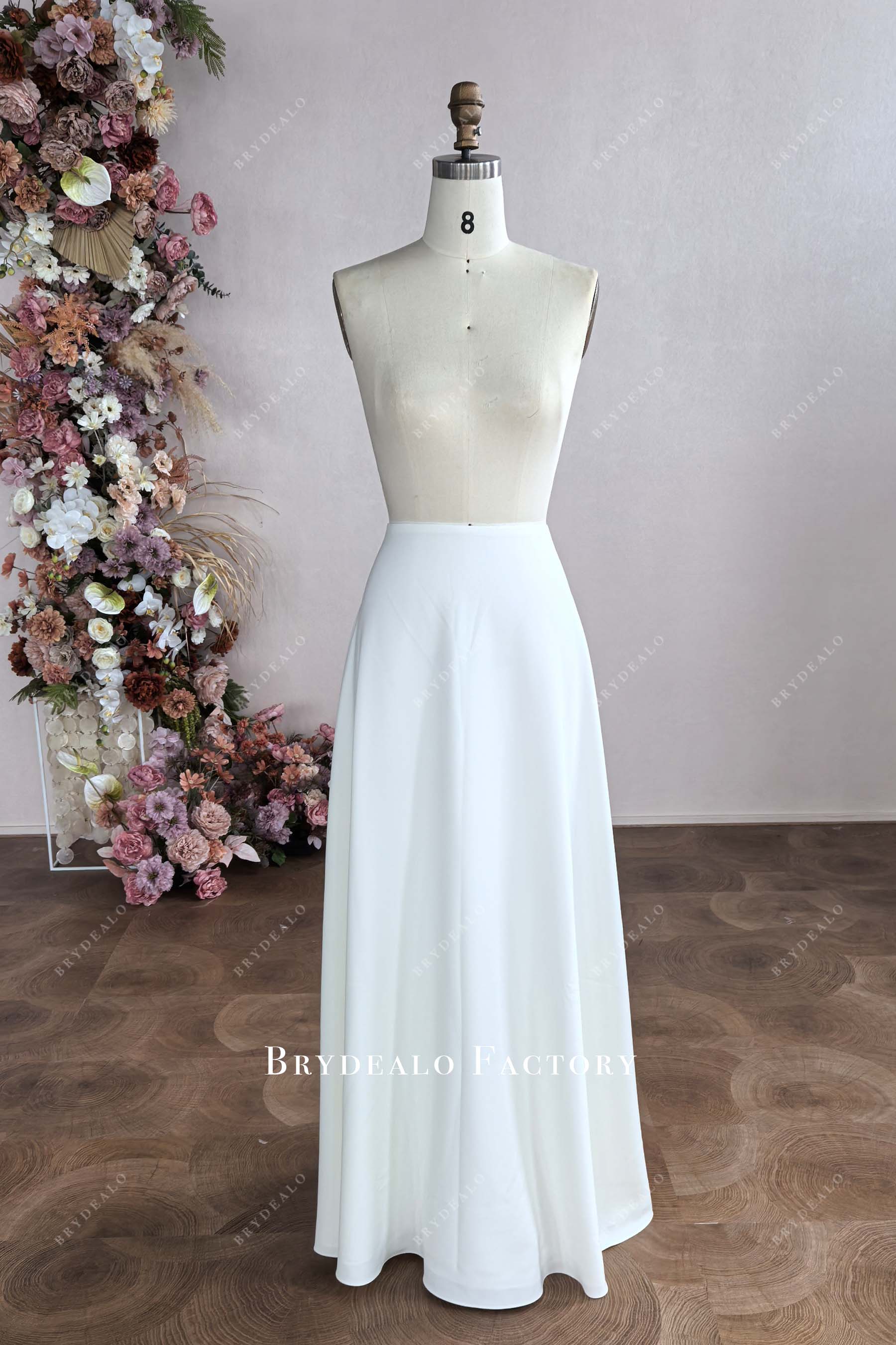 crepe A-line wedding dress skirt