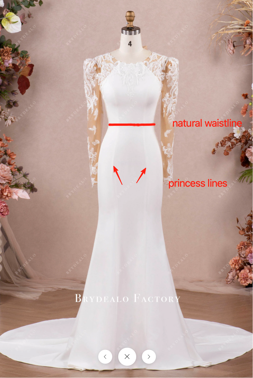 crepe princess seam bridal skirt