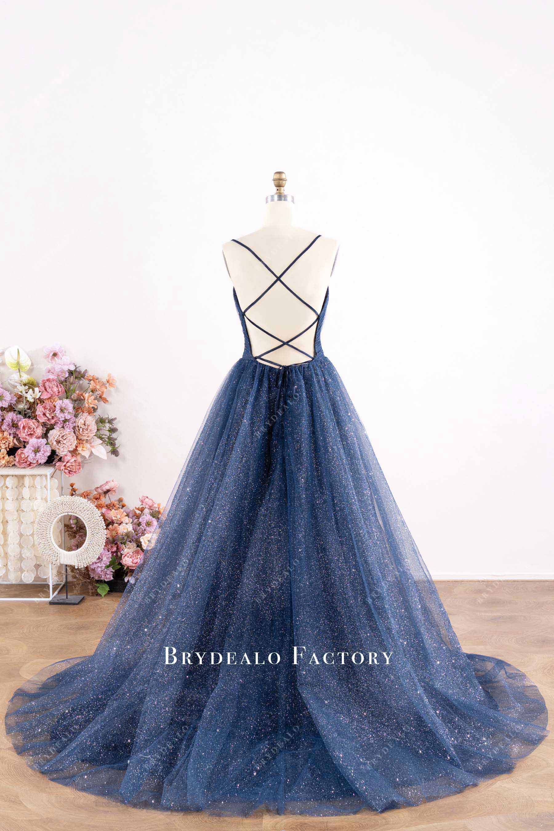 criss-cross back prom dress
