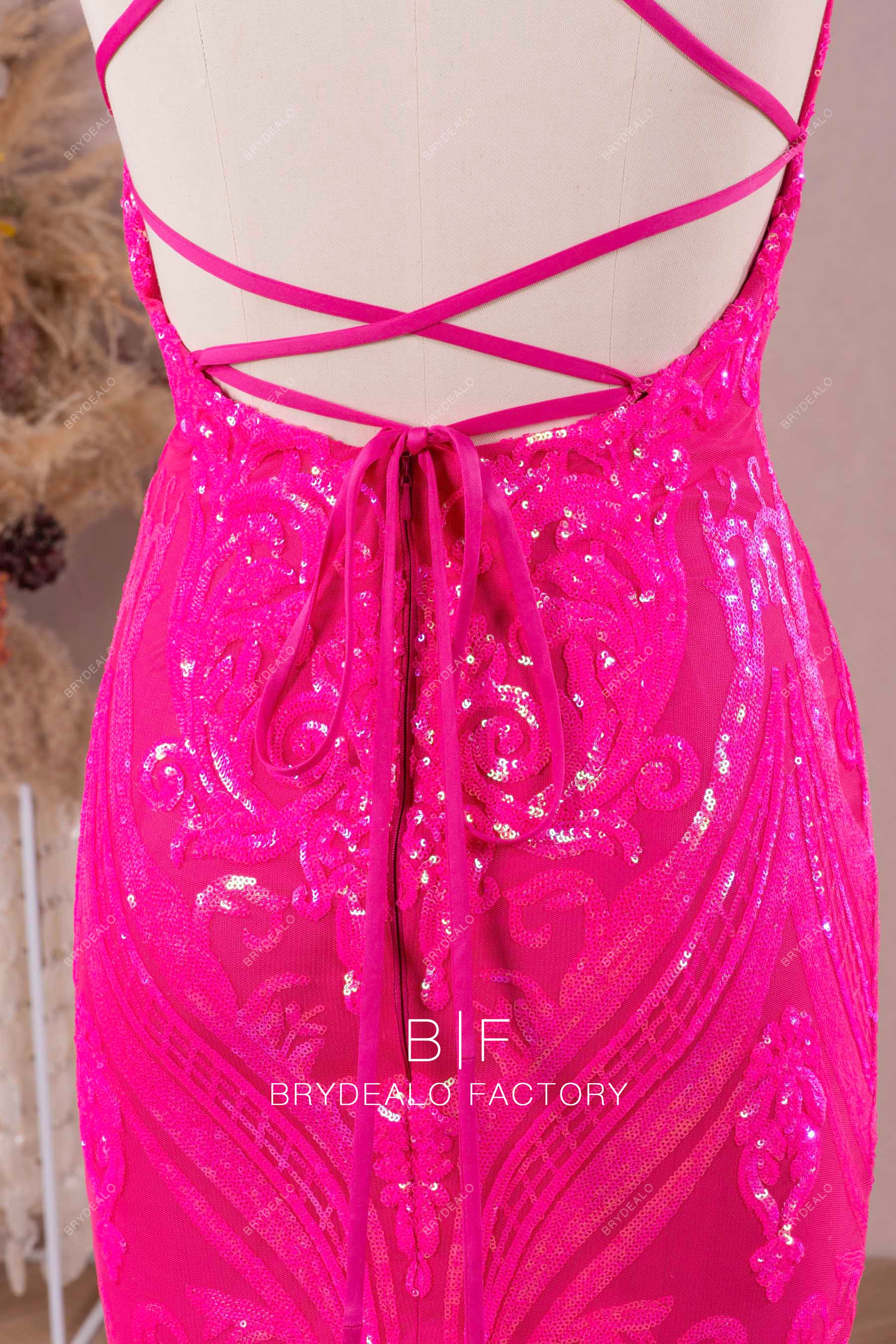 crisscross open back prom dress