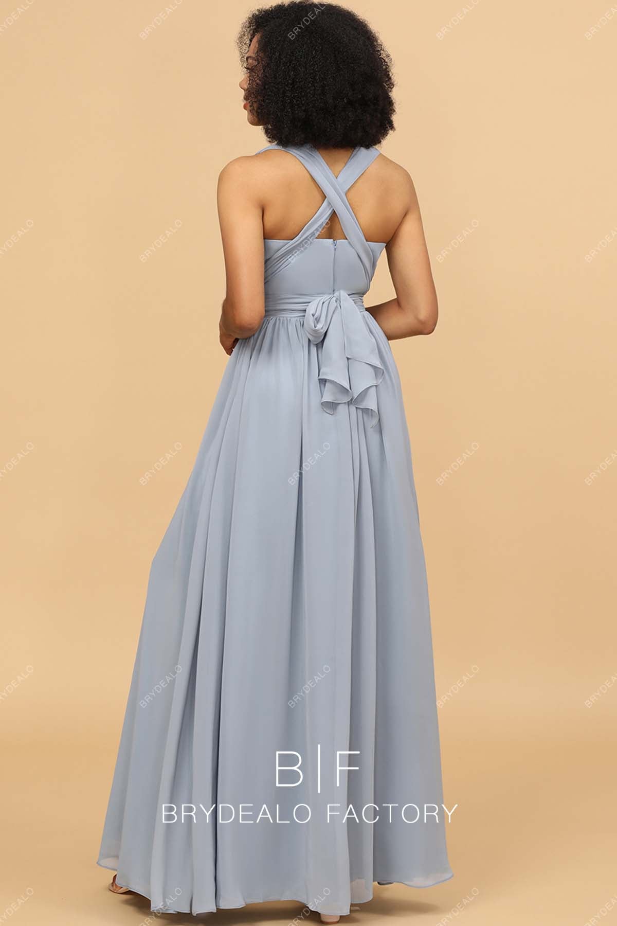 silver crisscross back convertible bridesmaid dress