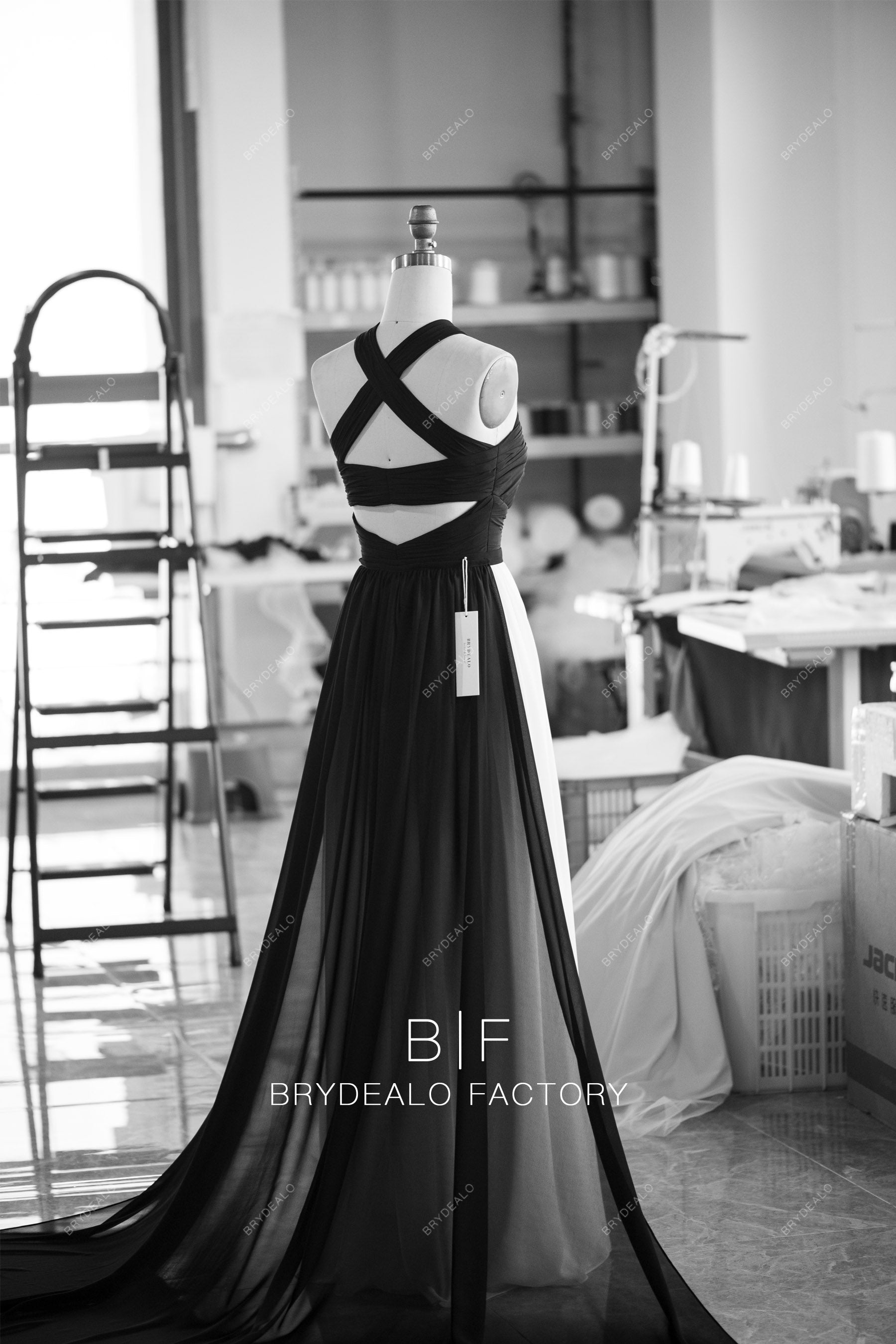 crisscross detachable chiffon wedding dress