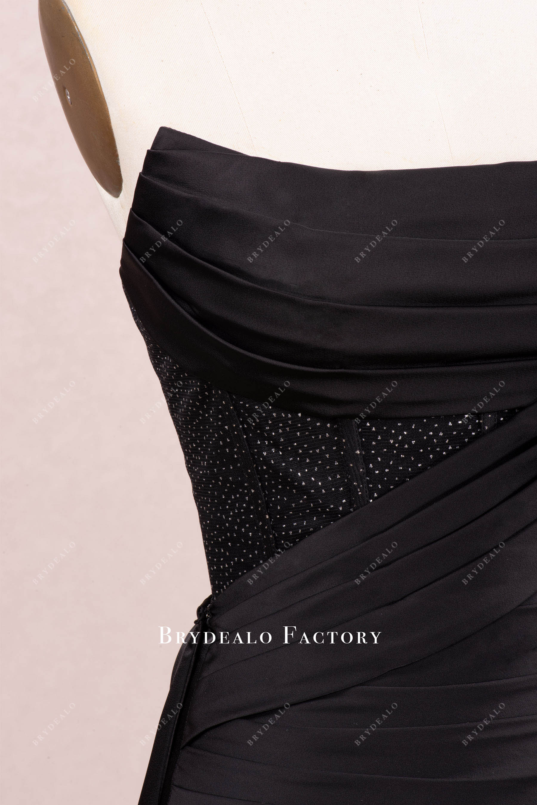 curve neck pleated evening dress