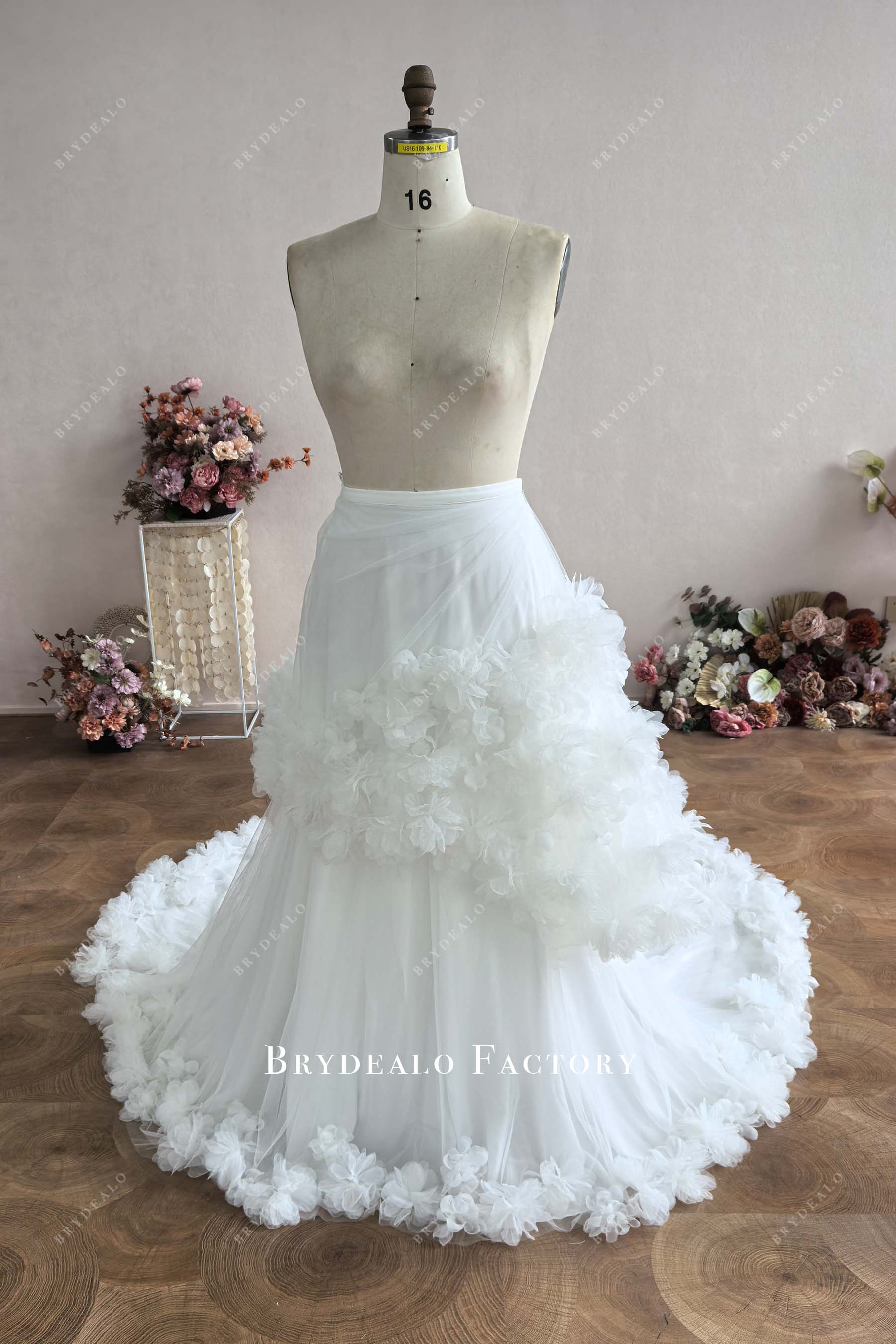 custom 3D flowers A-line skirt
