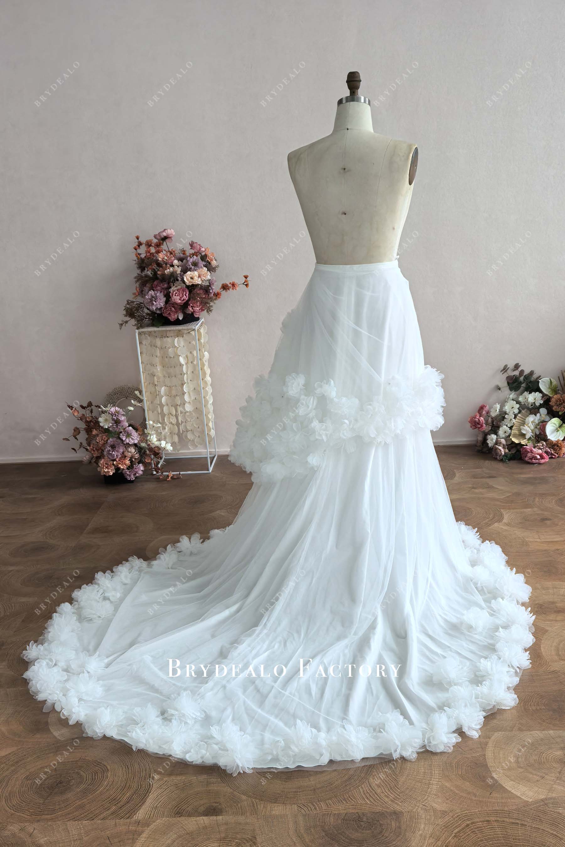 Custom Organza 3D Flowers A-line Tulle Skirt