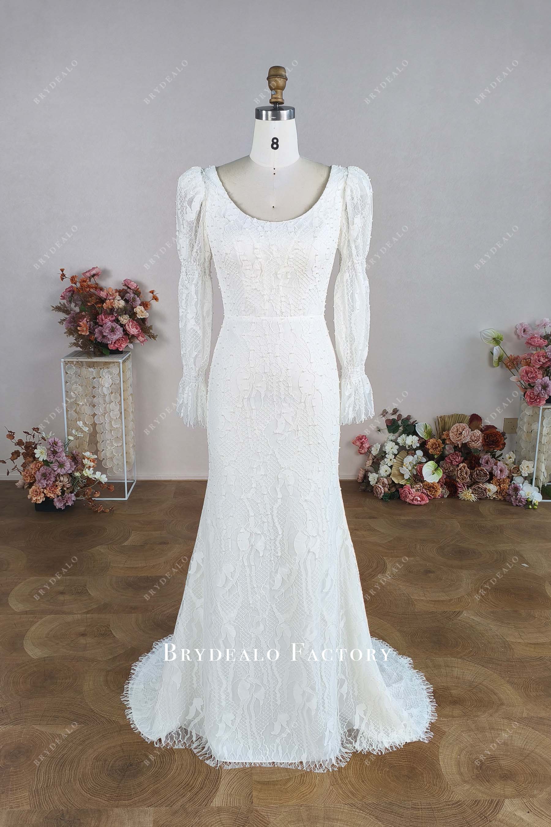 custom beaded lace mermaid wedding dress