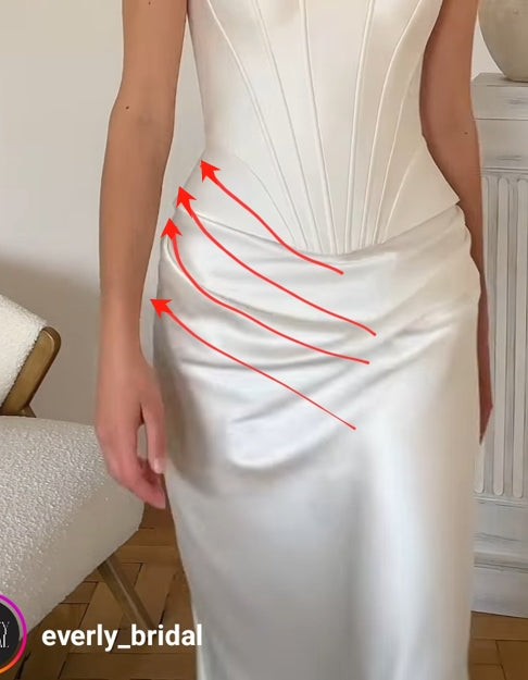 Natural Waist Bias Pleated Custom Bridal Stain Skirt