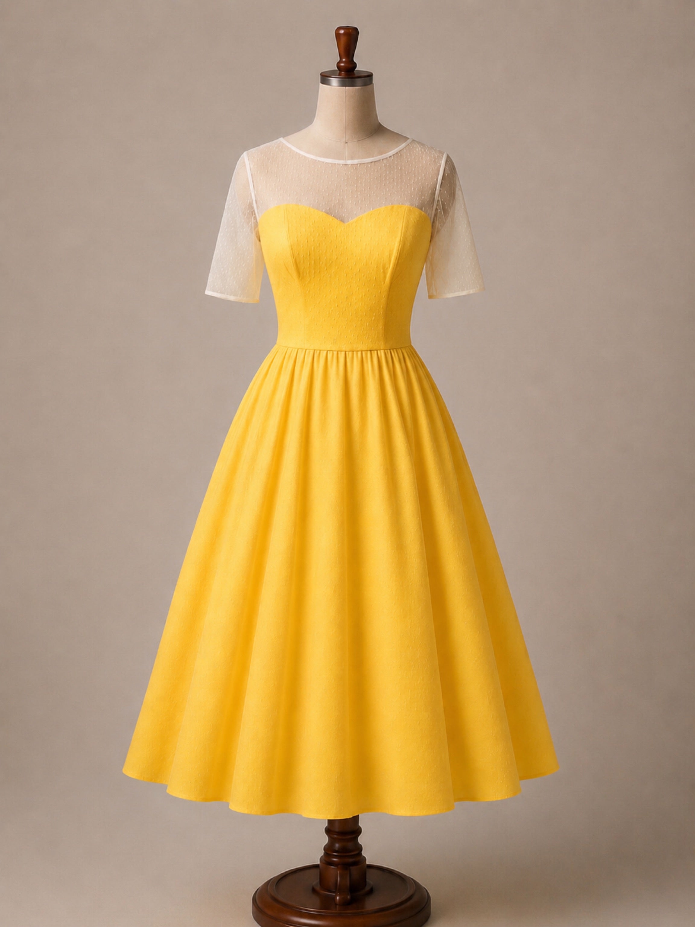 Custom Yellow Detachable Overskirt Bridesmaid Dress