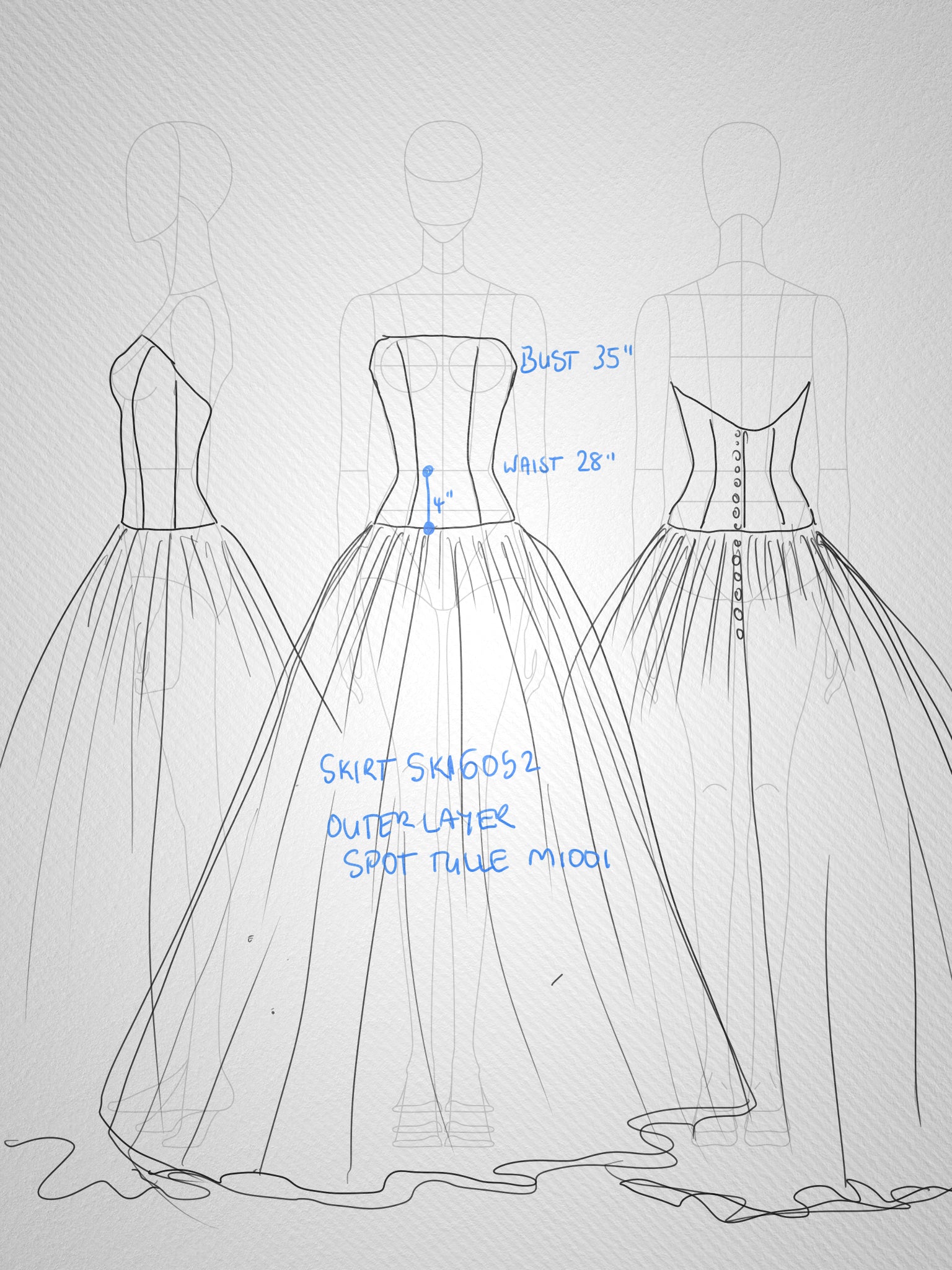 Custom Strapless Low Waist Wedding Dress