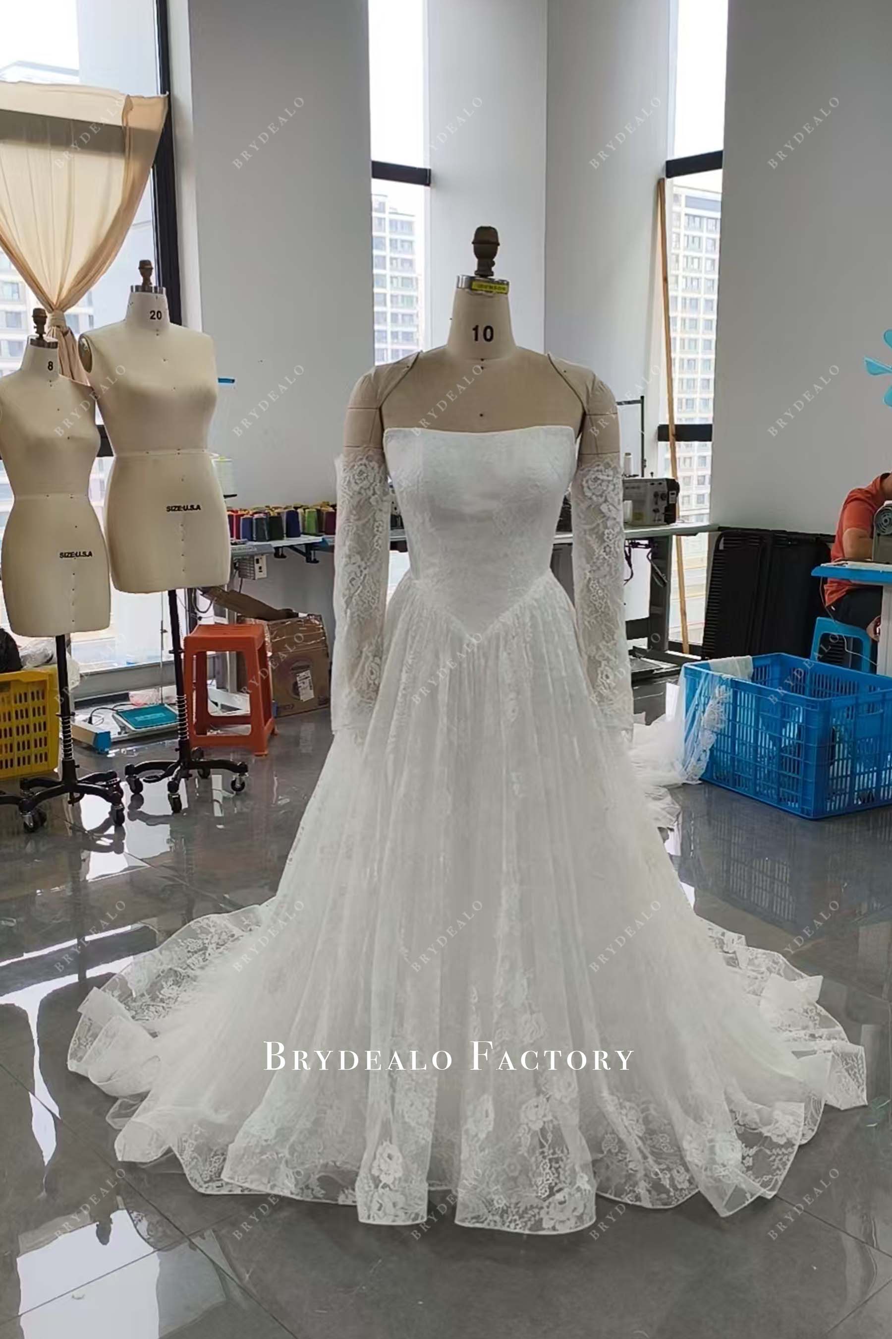 custom off shoulder wedding dress