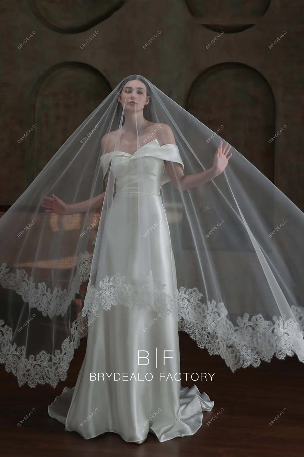 Custom Pearls Cathedral Length Wedding Veil