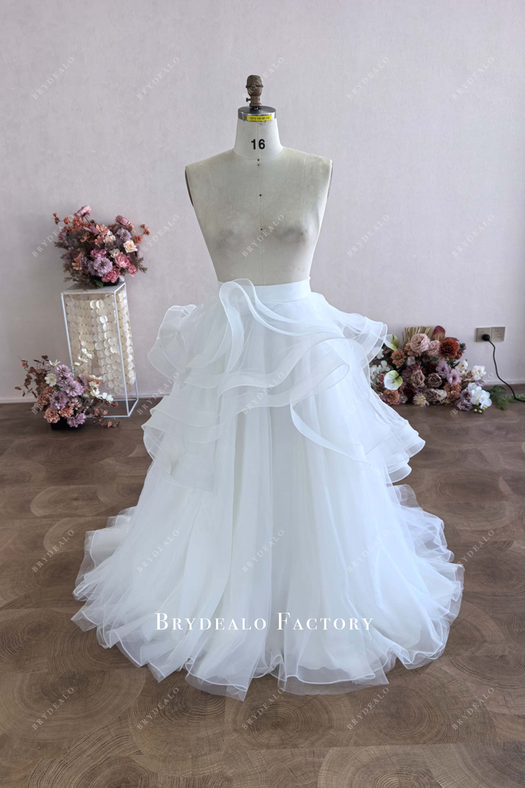 custom ruffled tulle A-line skirt
