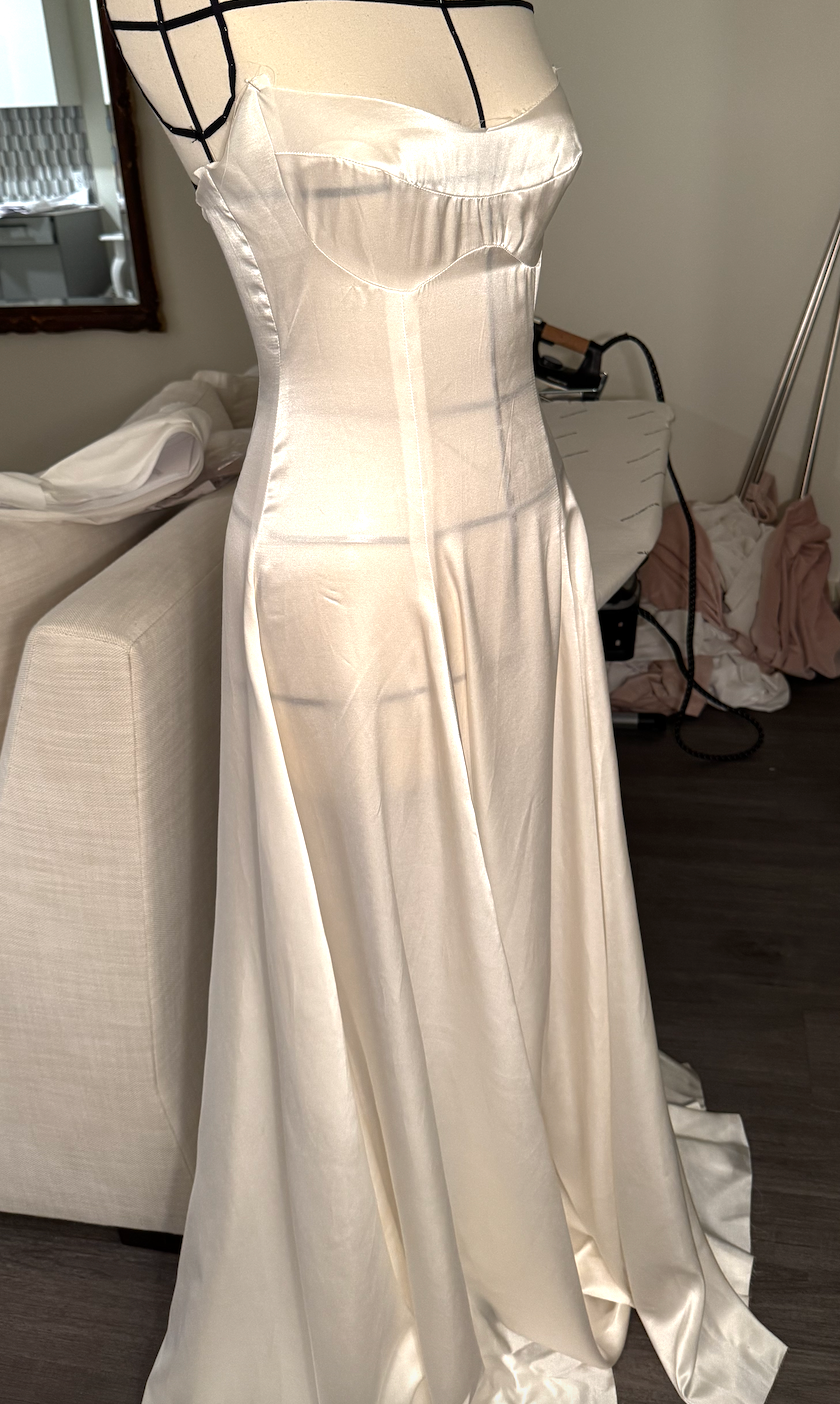 Custom Spaghetti Straps Silk Mermaid Wedding Dress