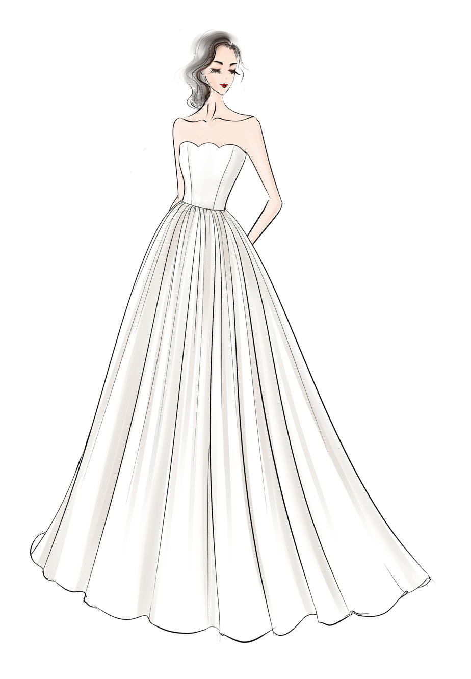 Custom Strapless Silk Satin Wedding Dress