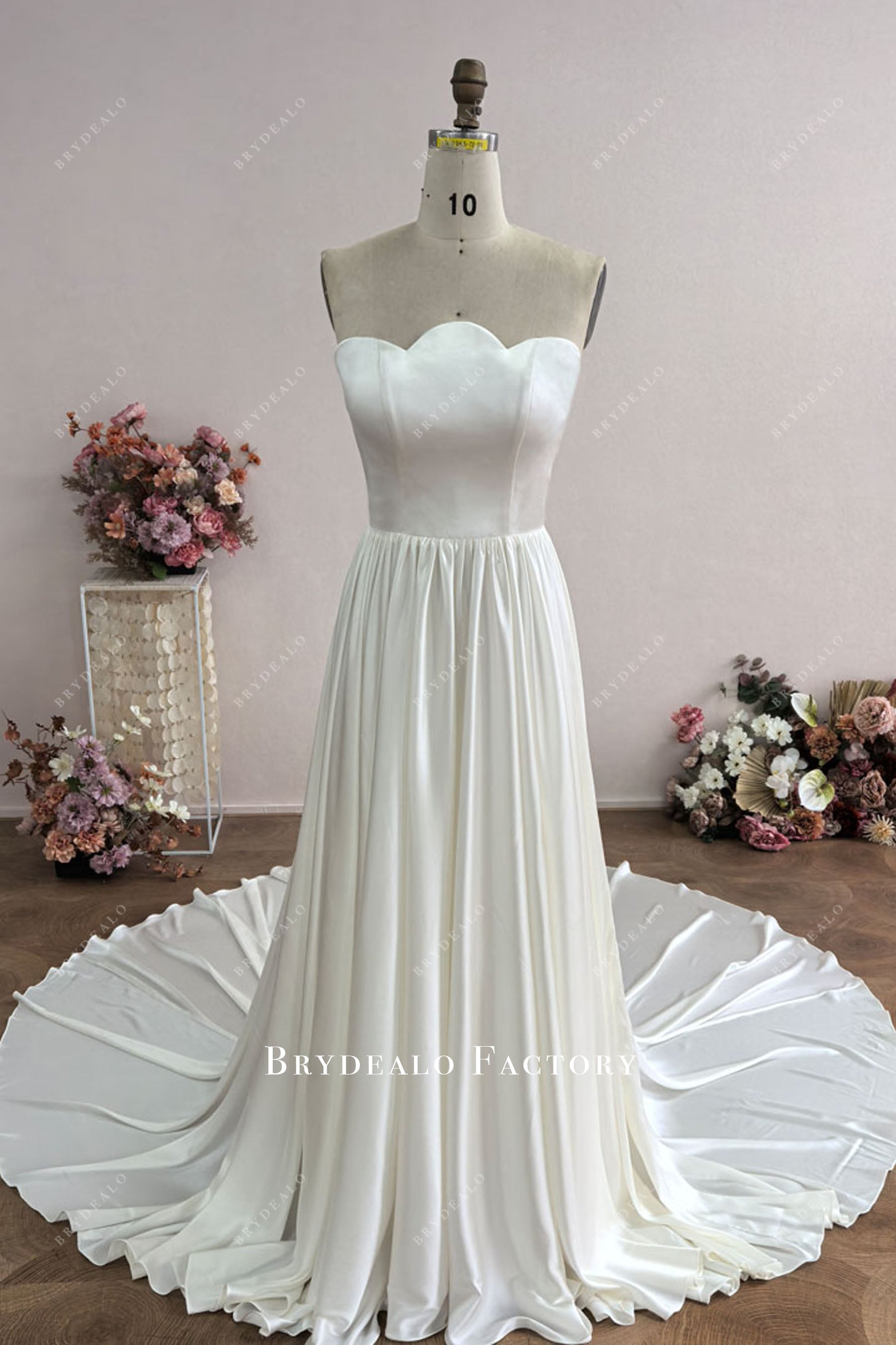 Custom Strapless Silk Satin Wedding Dress