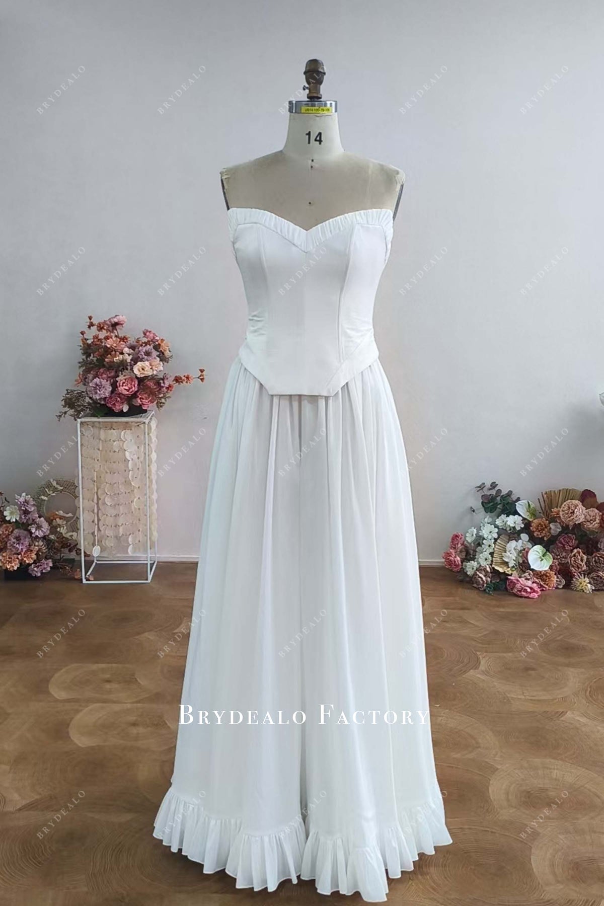 custom taffeta two piece wedding dress