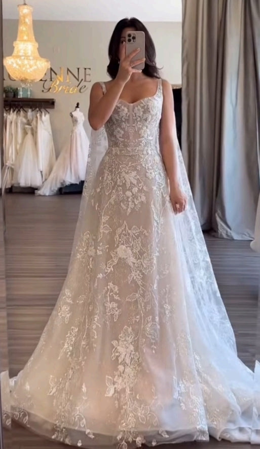 square neck wedding dress beaded Custom Lace A-line As Picture / Veil Only Size:dress size pants : 42 Madison beer bubble dress Leather Macrame Knot and bridal photoshoots Step