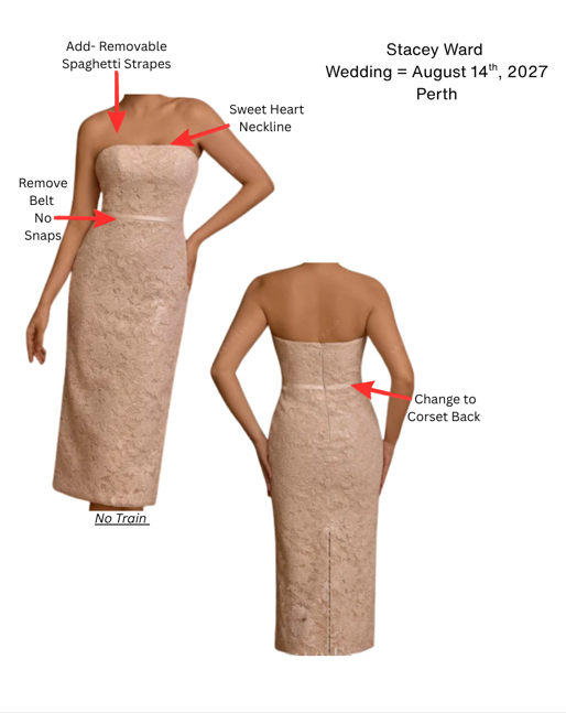 custom light champagne tea length column wedding dress