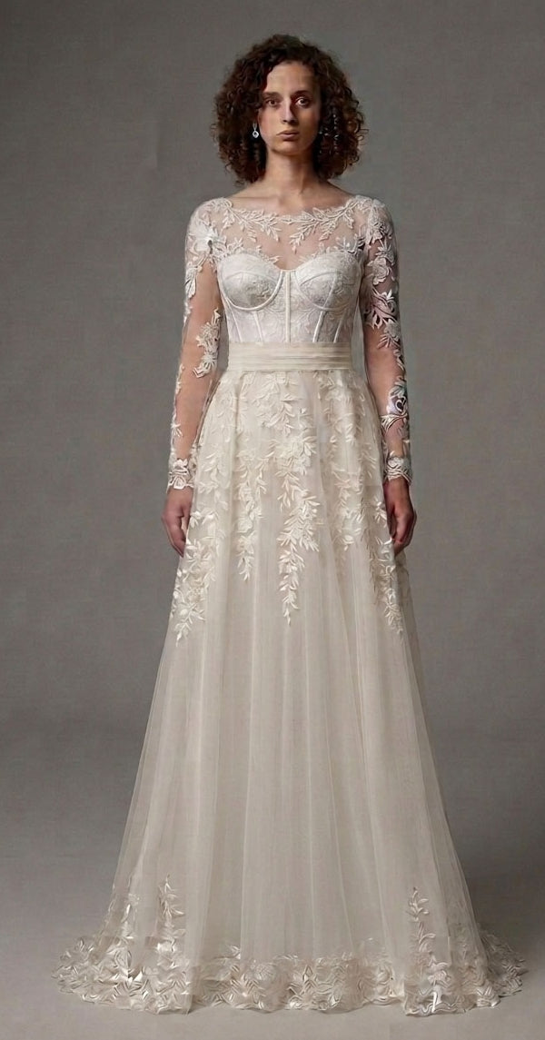 custom lace tulle wedding dress
