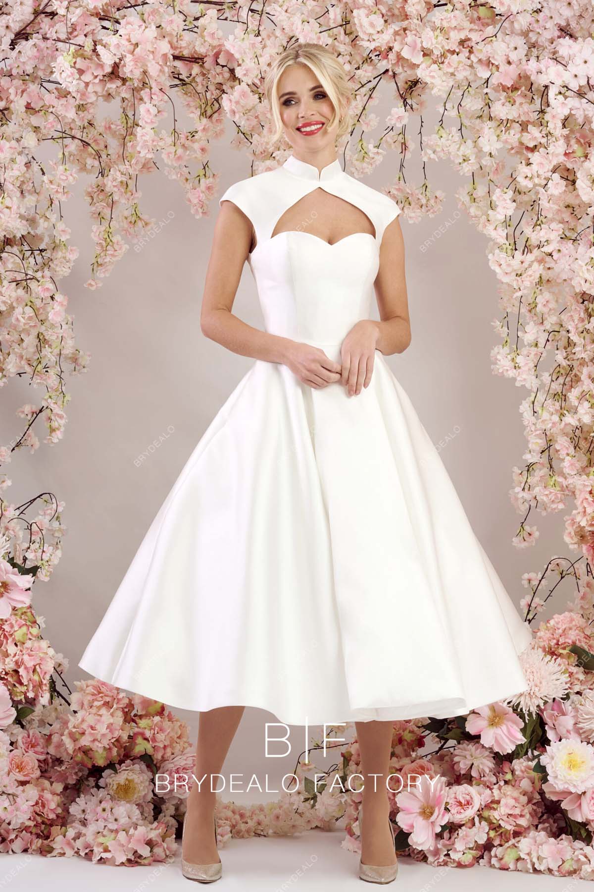cutout high neck chic wedding gown