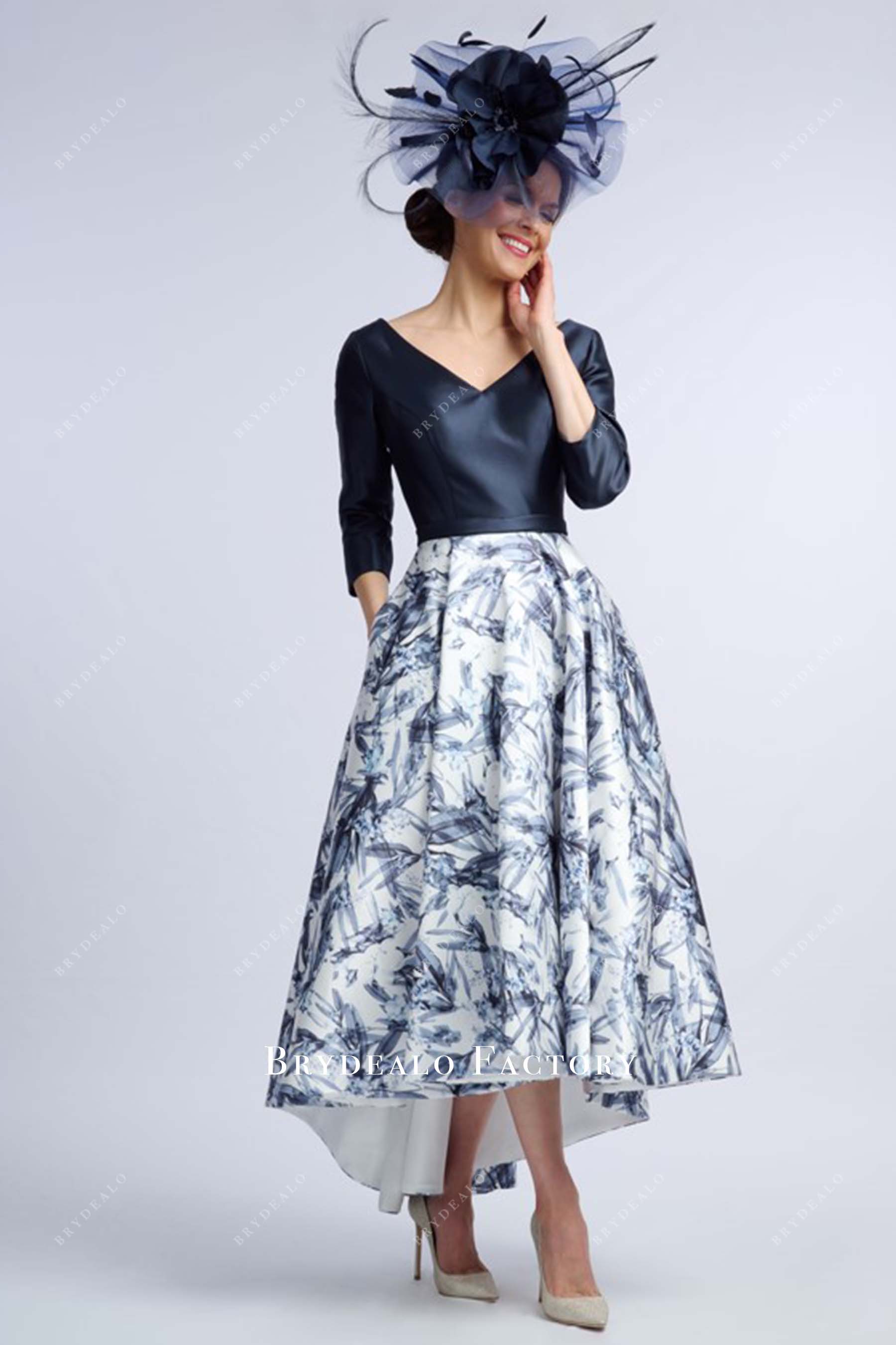 Dark Navy A-Line High To Low Mother Of Bride Dress Dark Navy A-Line High To Low Mother Of Bride Dress