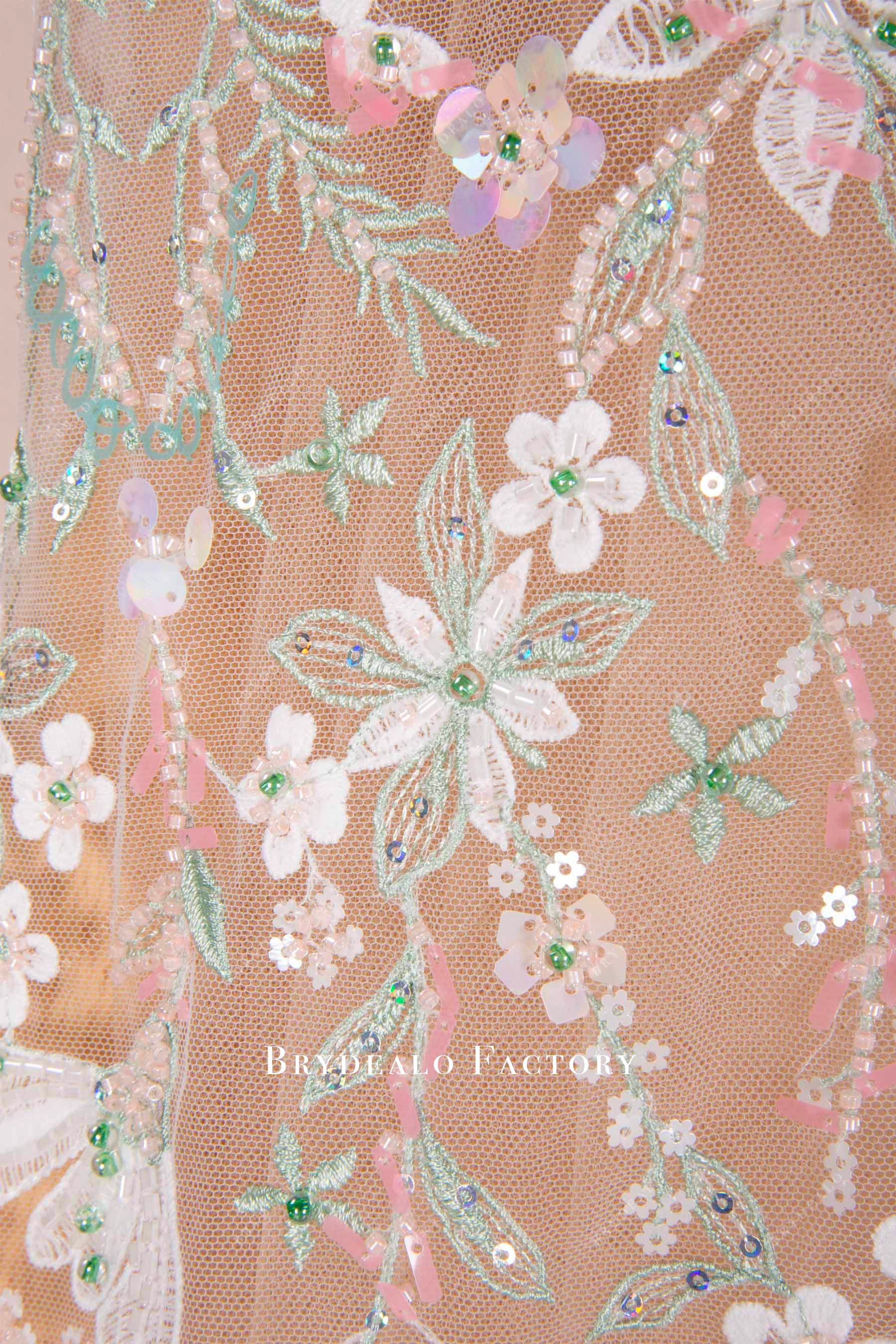 delicate beaded colored lace