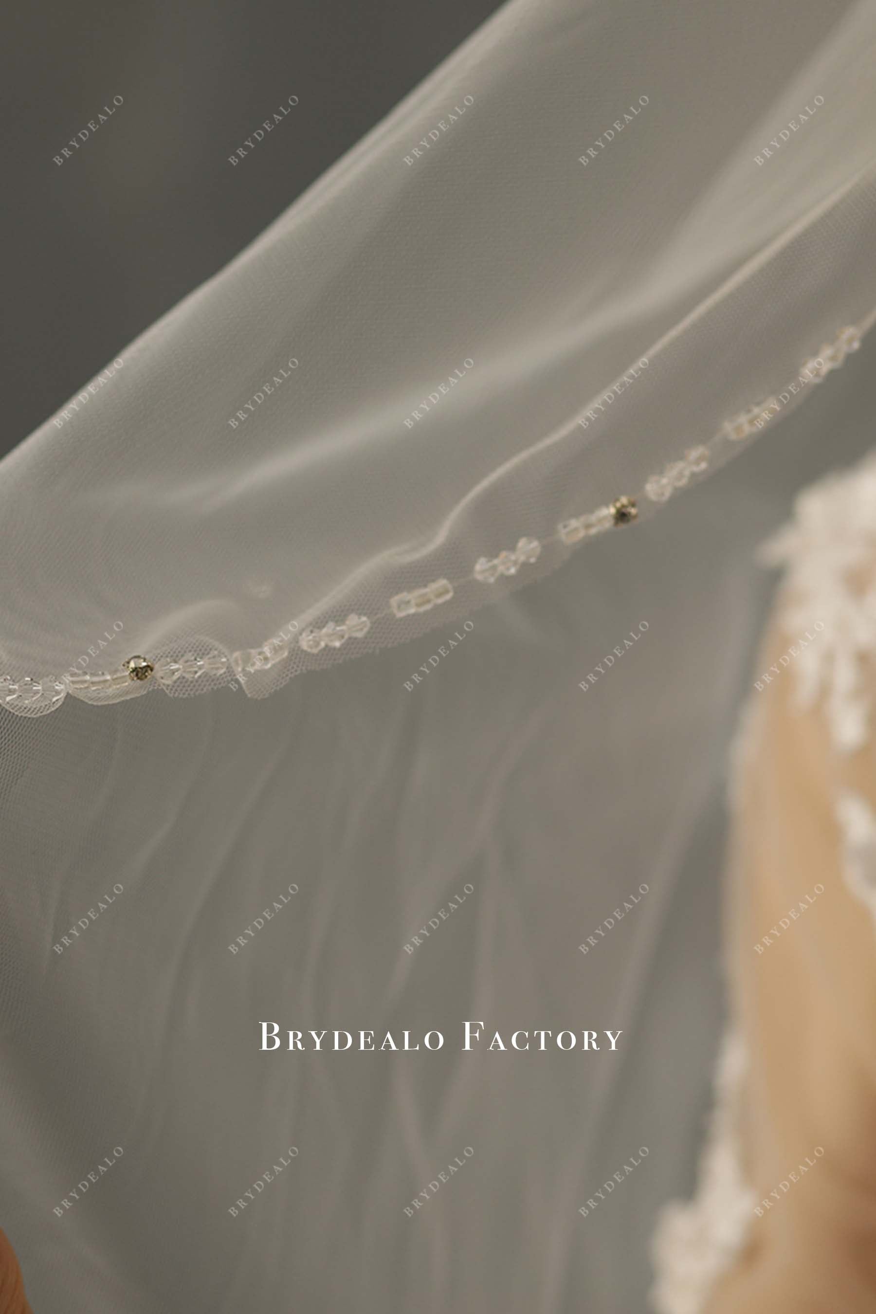 delicate beading wedding veil
