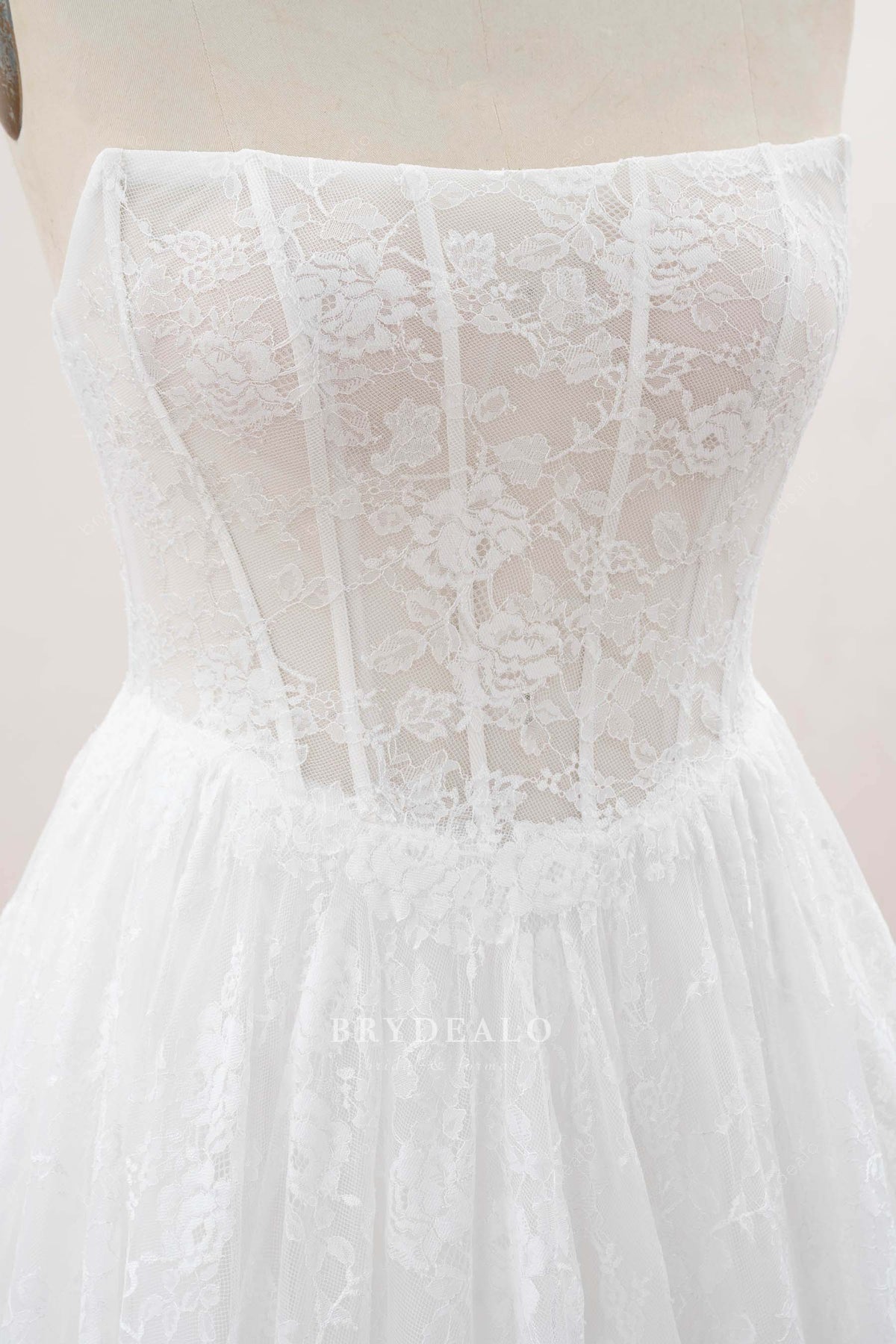 delicate lace basque waist wedding dress