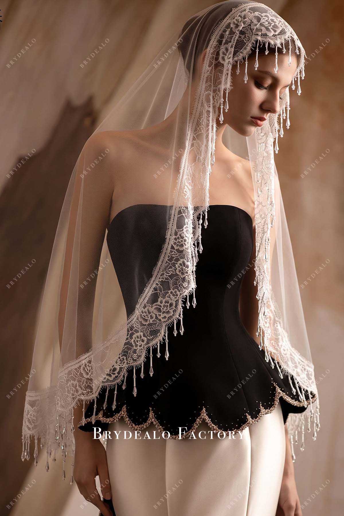 delicate lace edge bridal veil