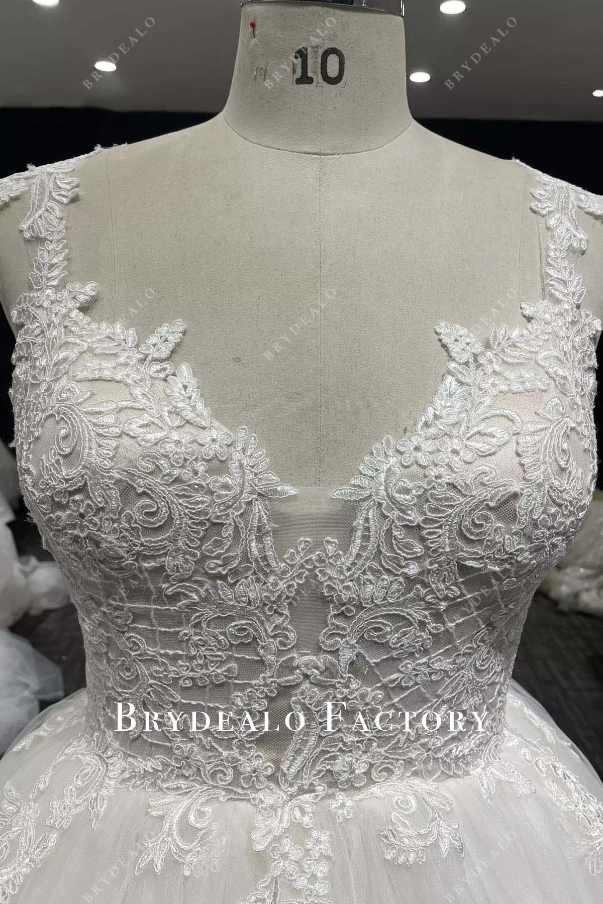delicate lace straps wedding ballgown