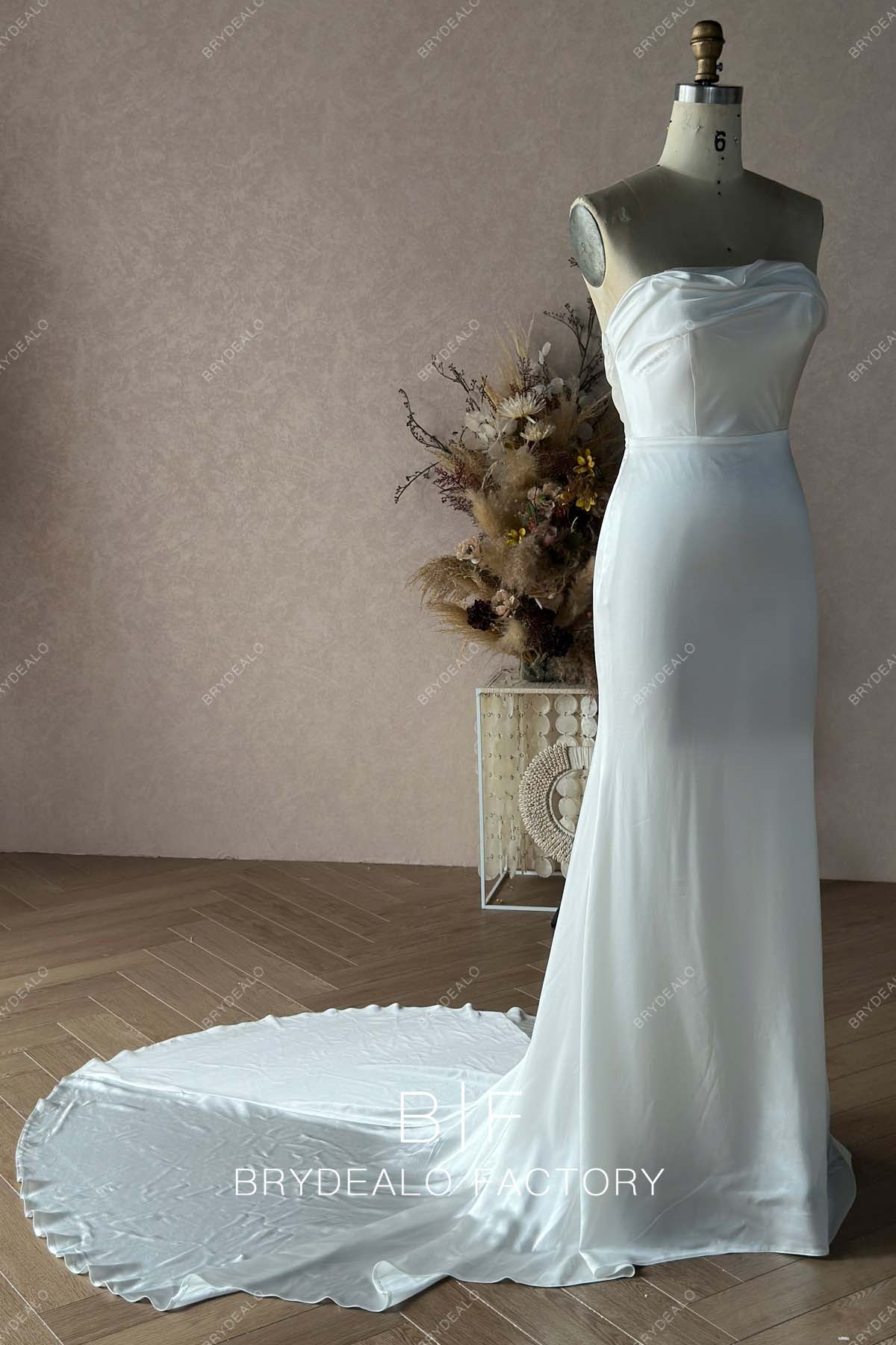 Private Label Silk Satin Custom Wholesale Mermaid Bridal Dress