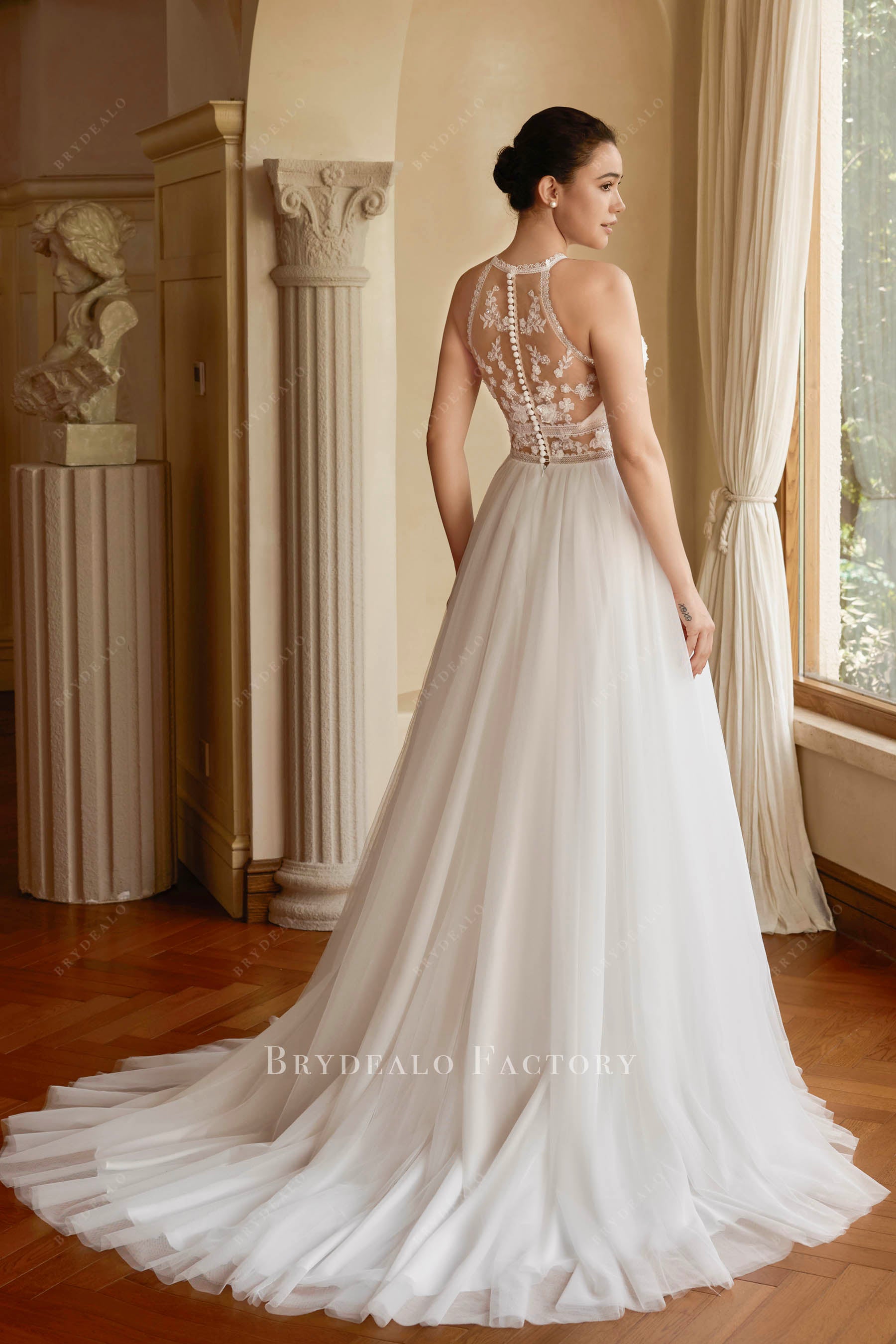 destination lace tulle wedding dress