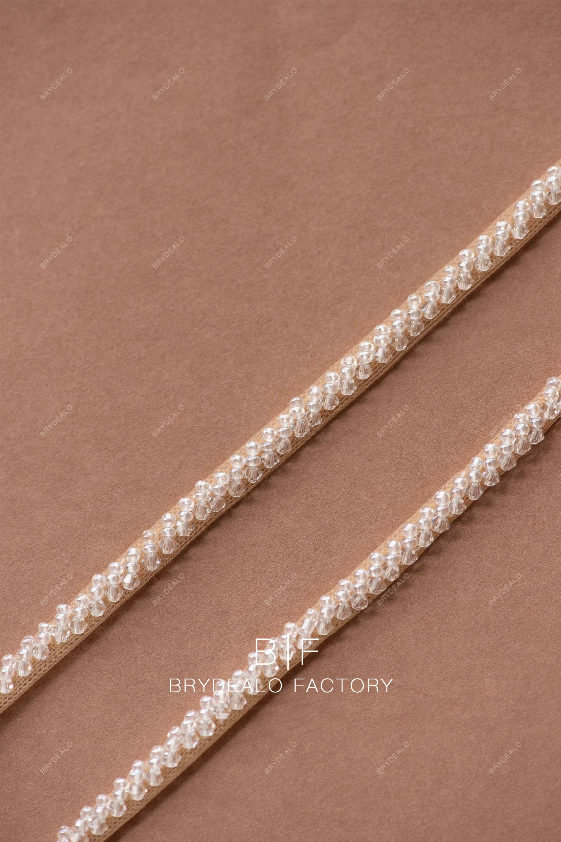 Detachable Handsewn Crystal Beading Wedding Dress Straps Nude Detachable Handsewn Crystal Beading Wedding Dress Straps Nude