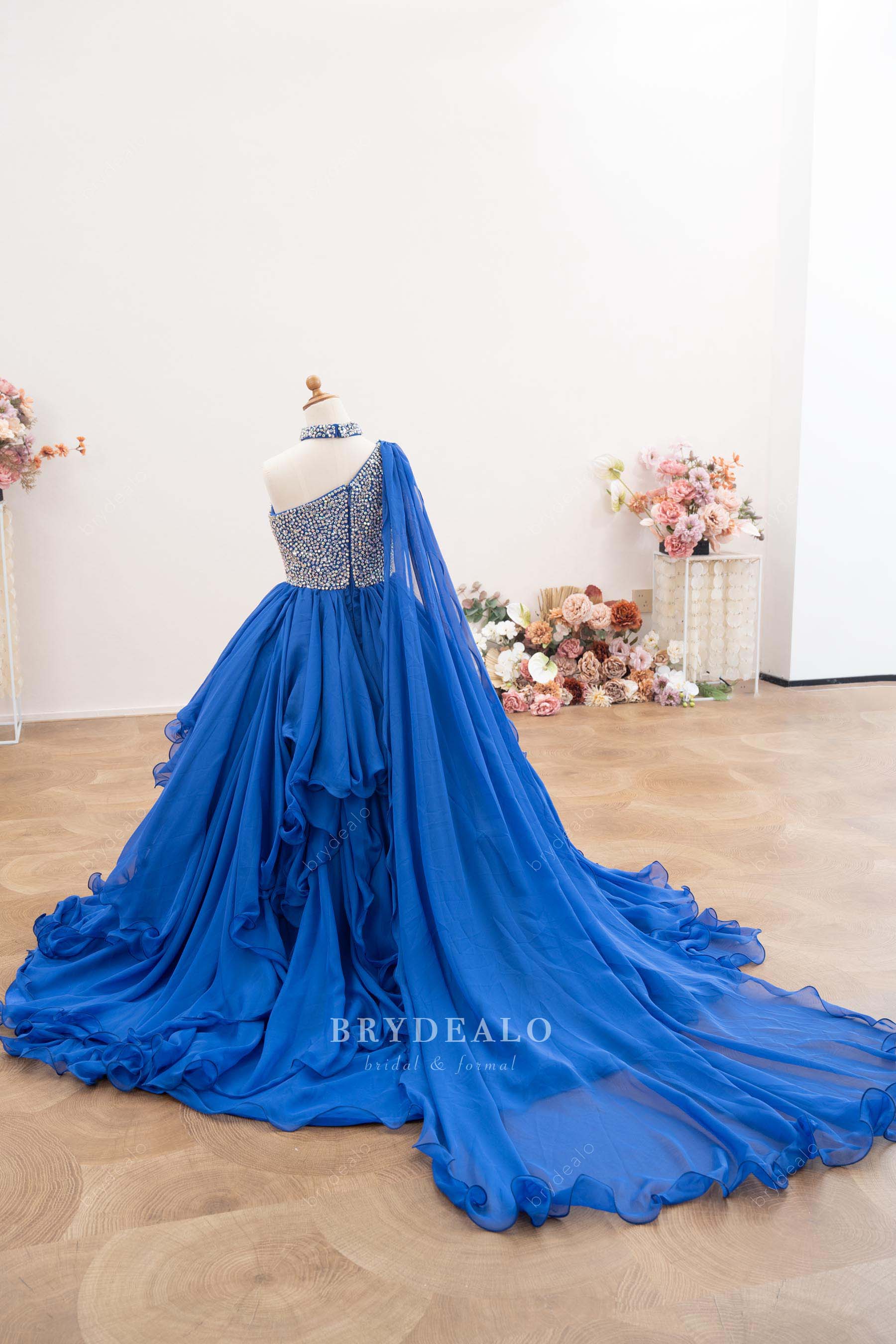 detachable shoulder veil kids pageant gown