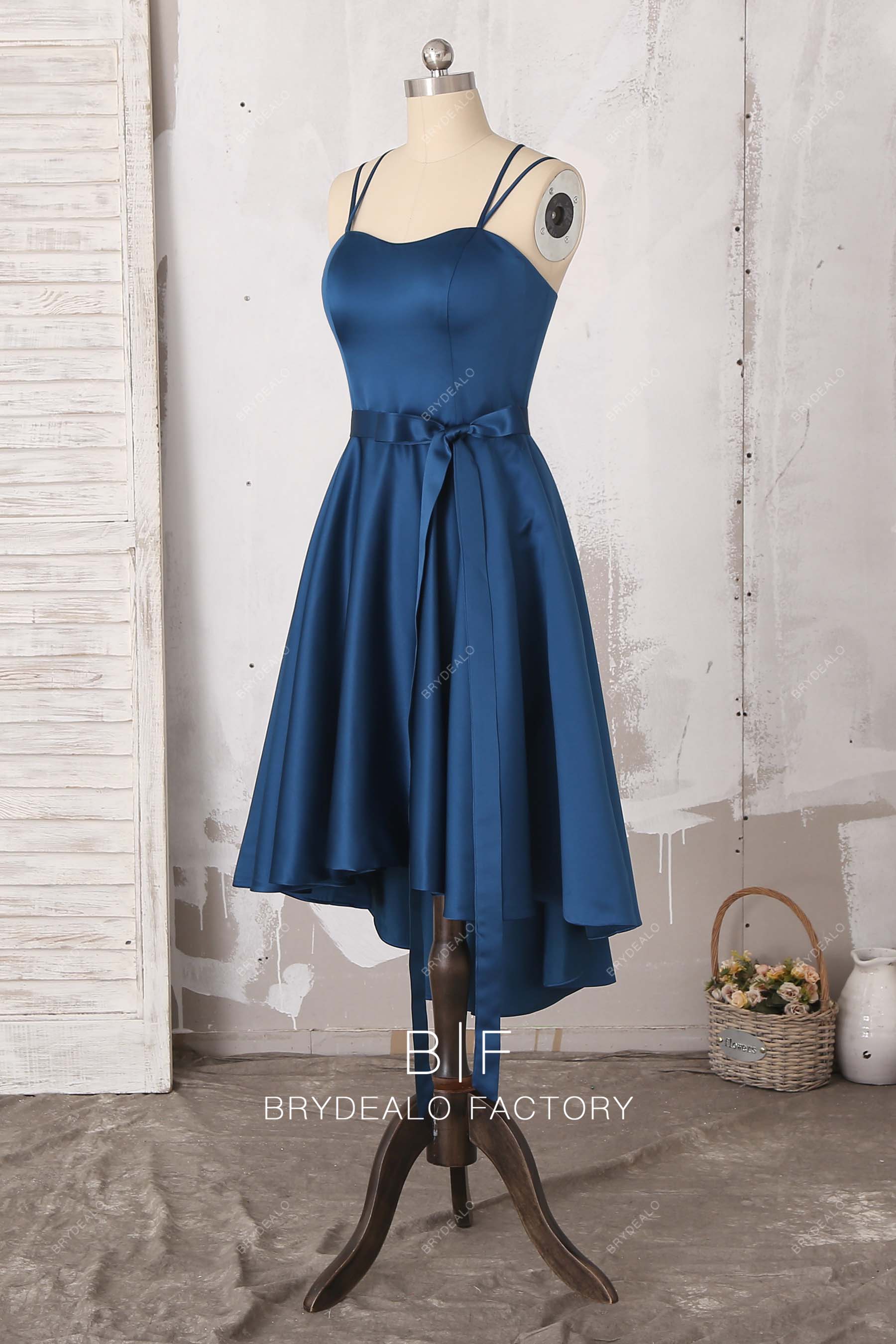 double spaghetti straps high-low bridesmaid dress