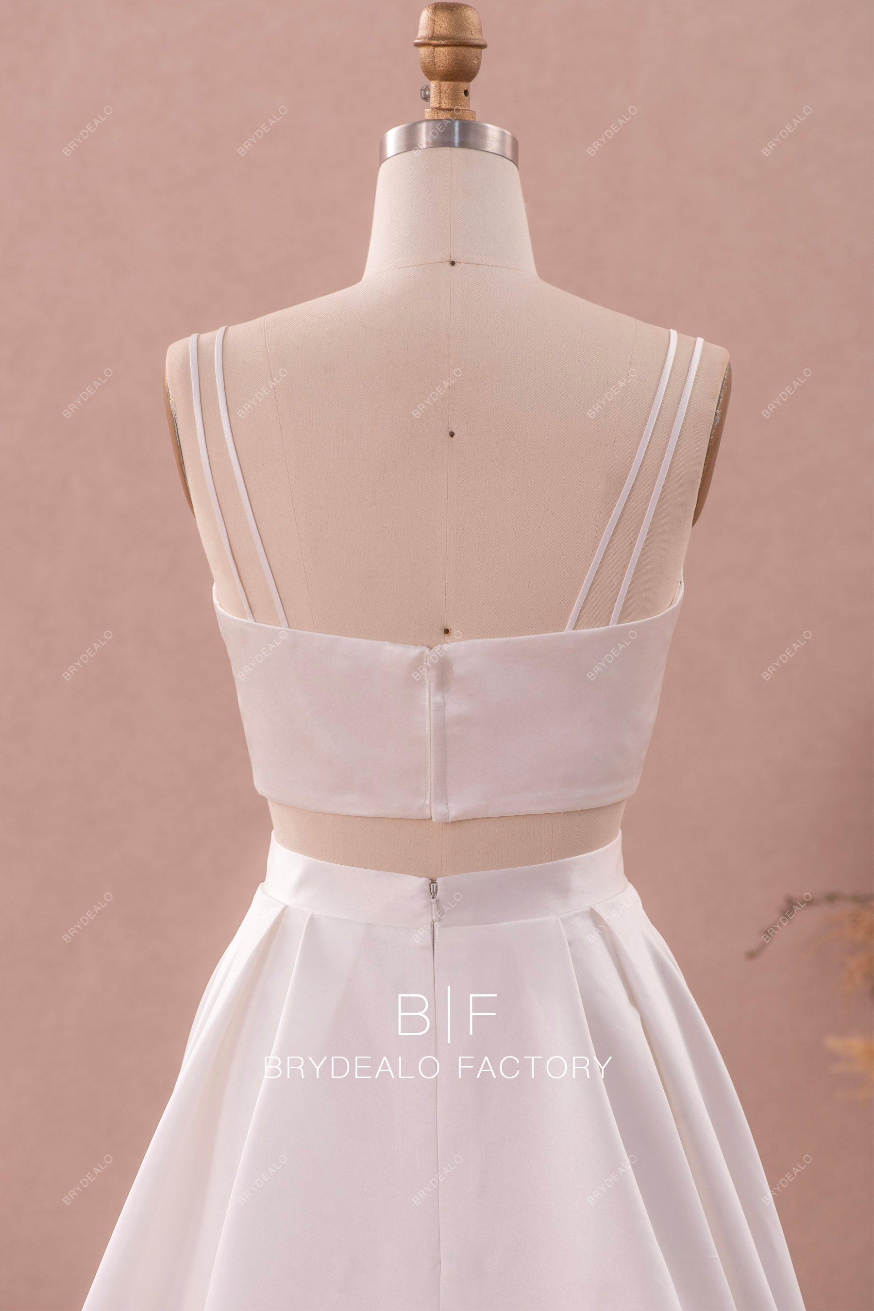 double straps satin wedding dress