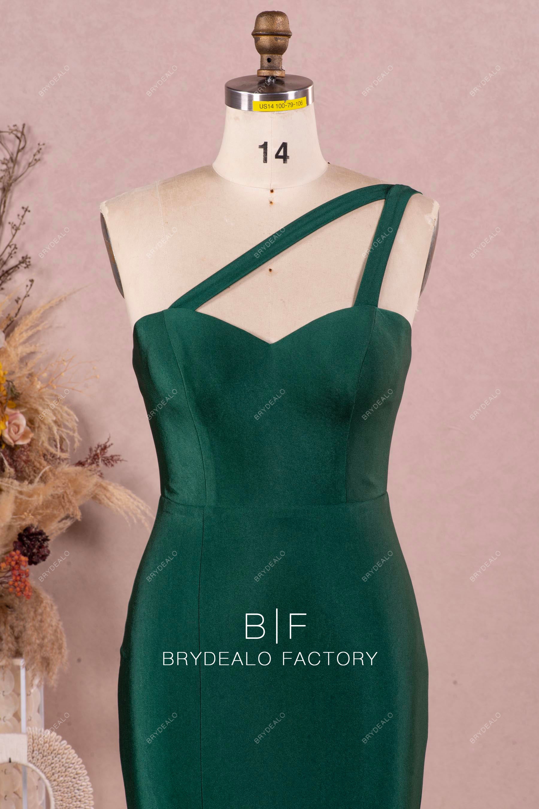 One-Shoulder Strap Elastic Jersey Bridesmaid Dress