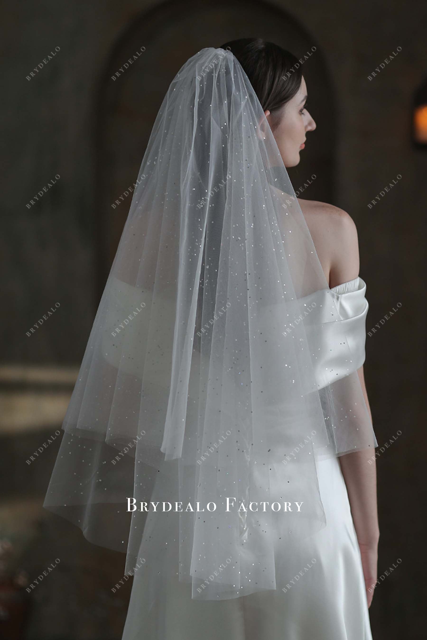 double tulle bridal veil