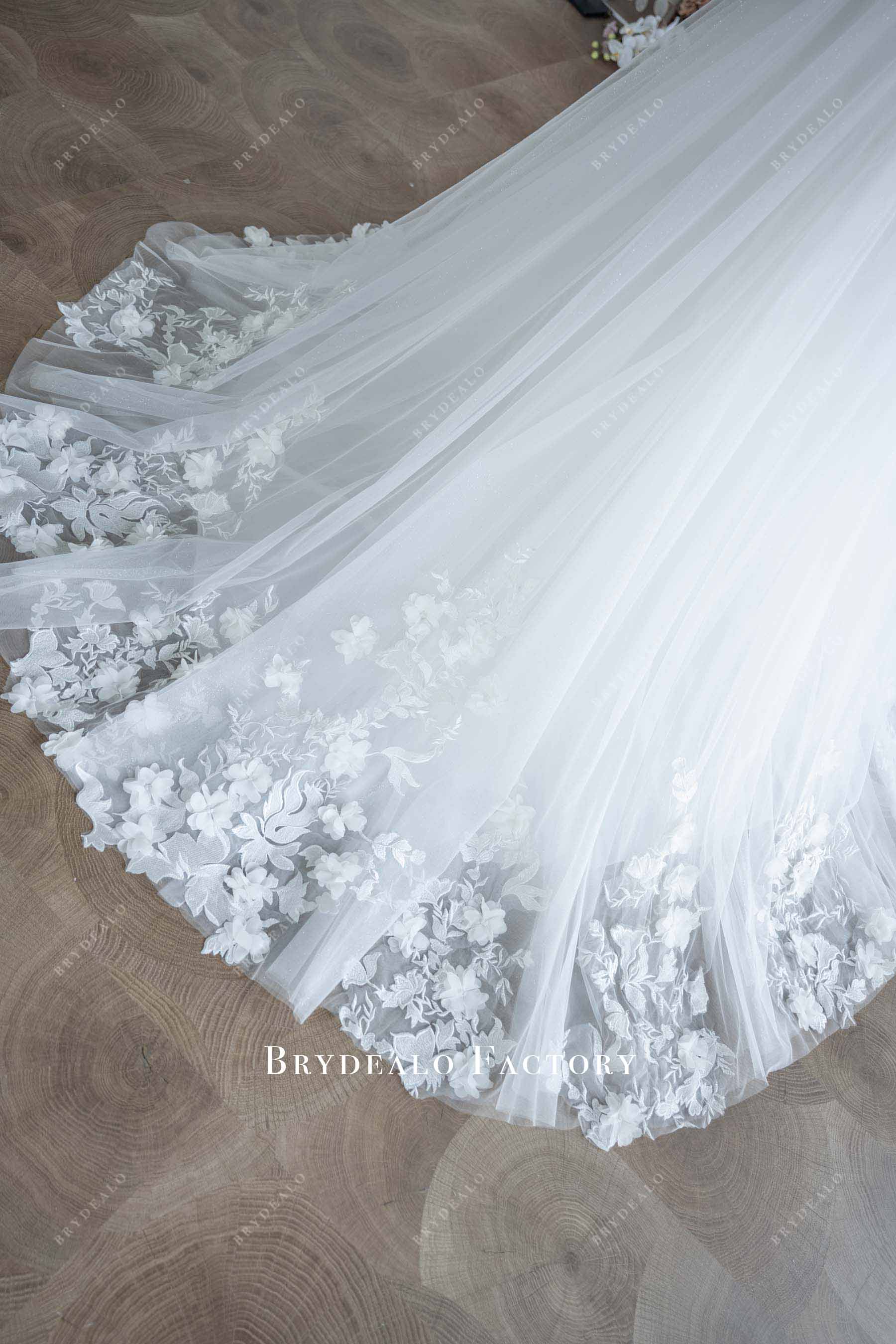 dreamy flower train wedding dress