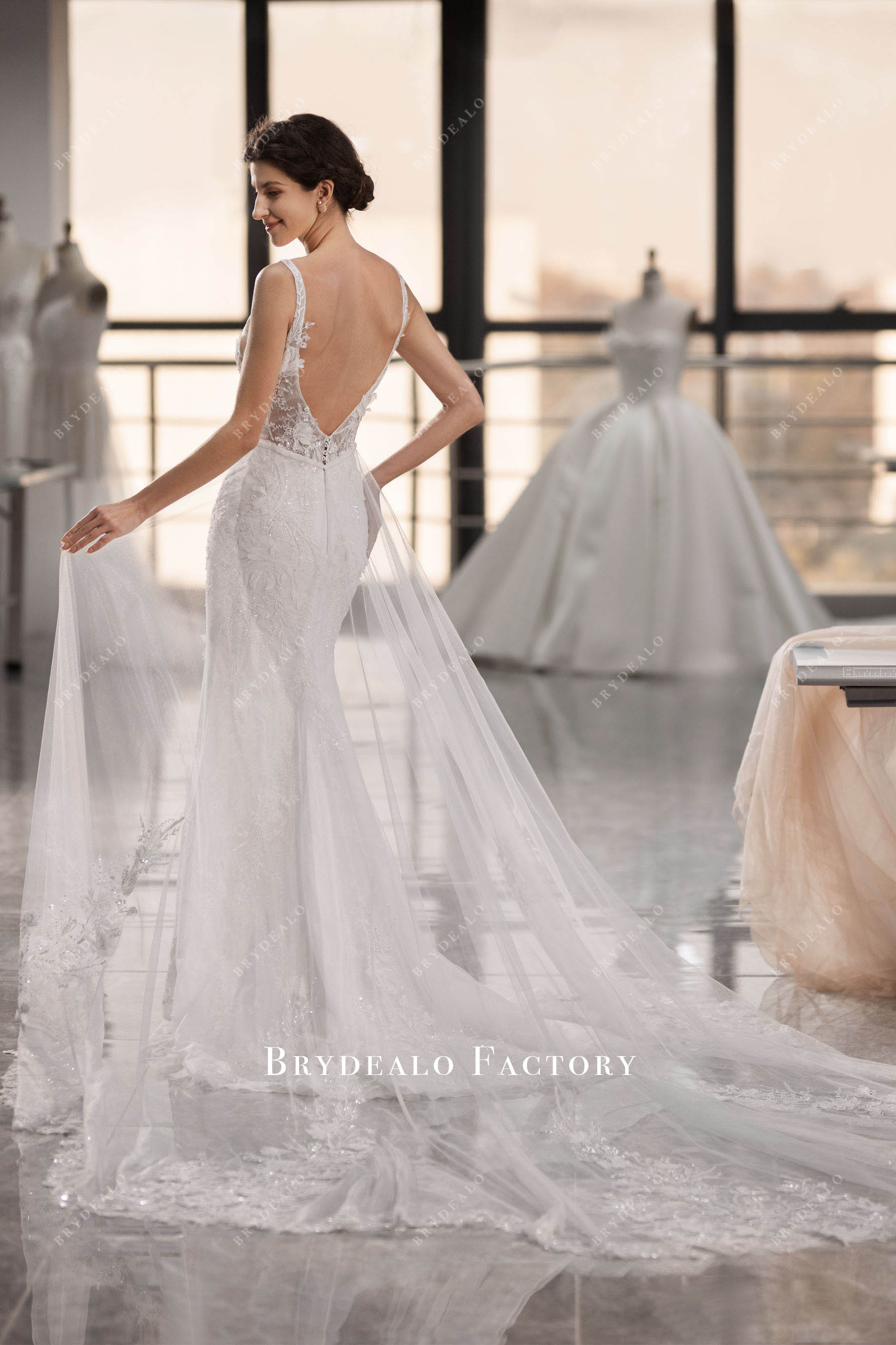 dreamy overskirt lace wedding dress