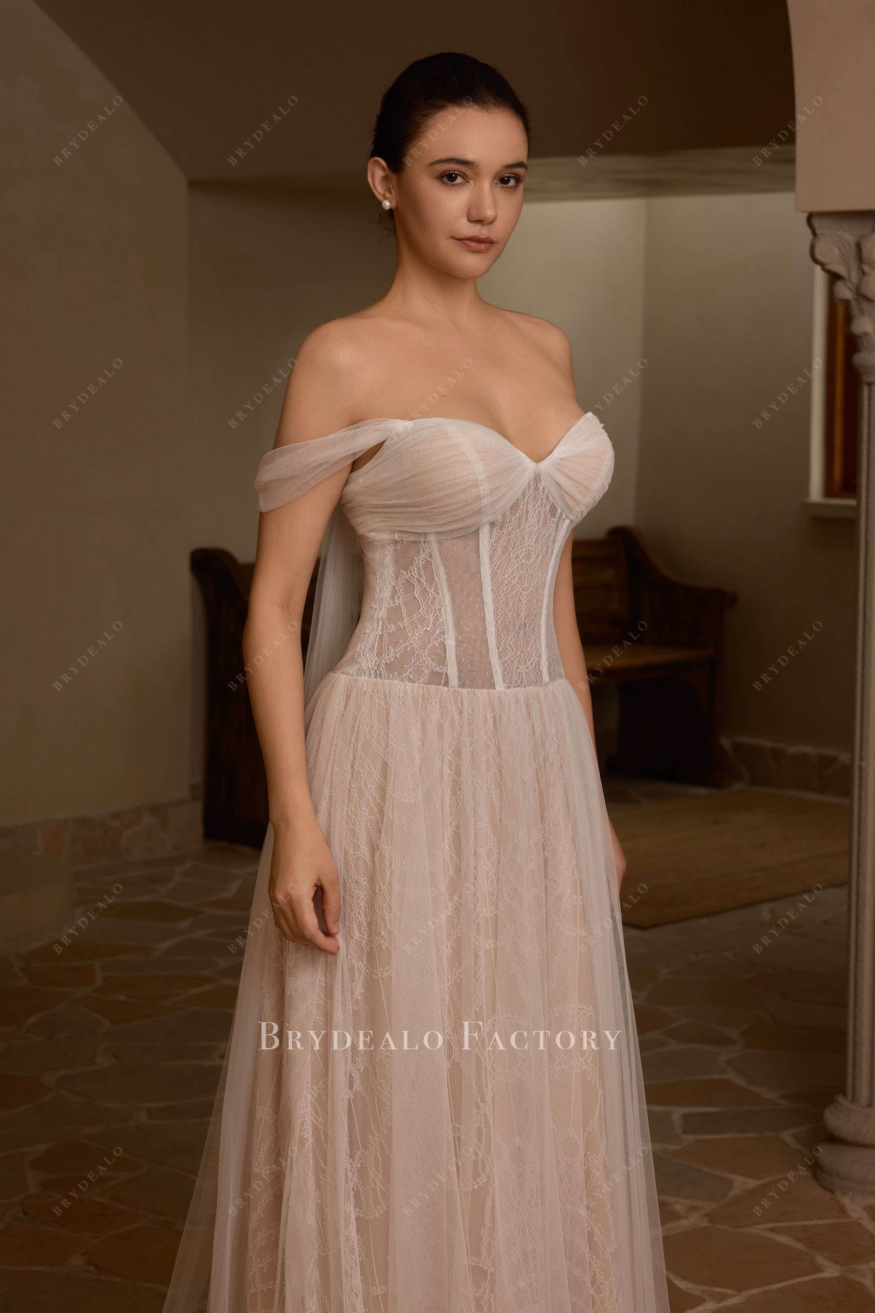 drop waist lace wedding dress