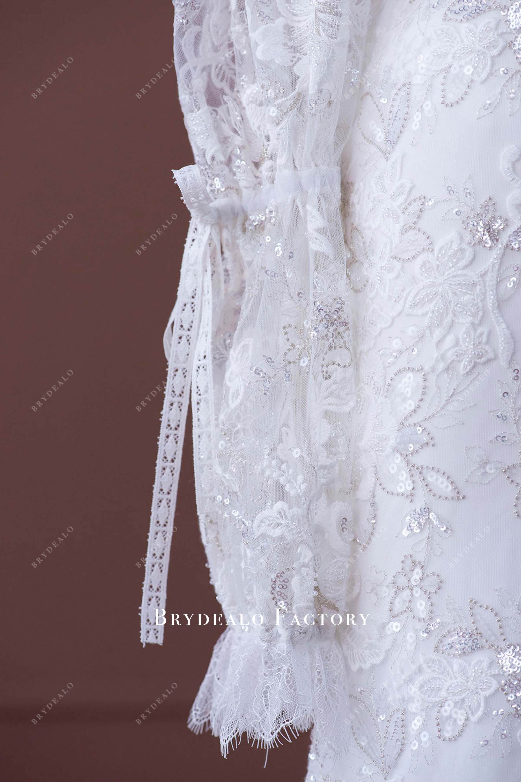 elastic band lace bubble sleeve wedding dress