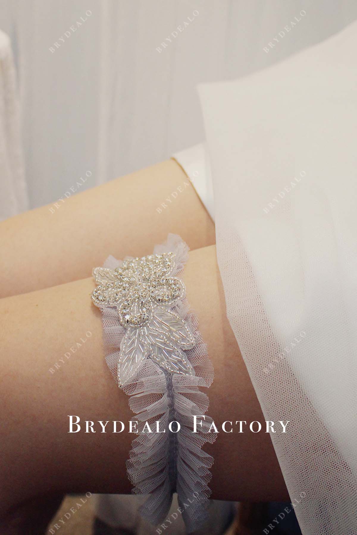 elastic grey ruffle garter