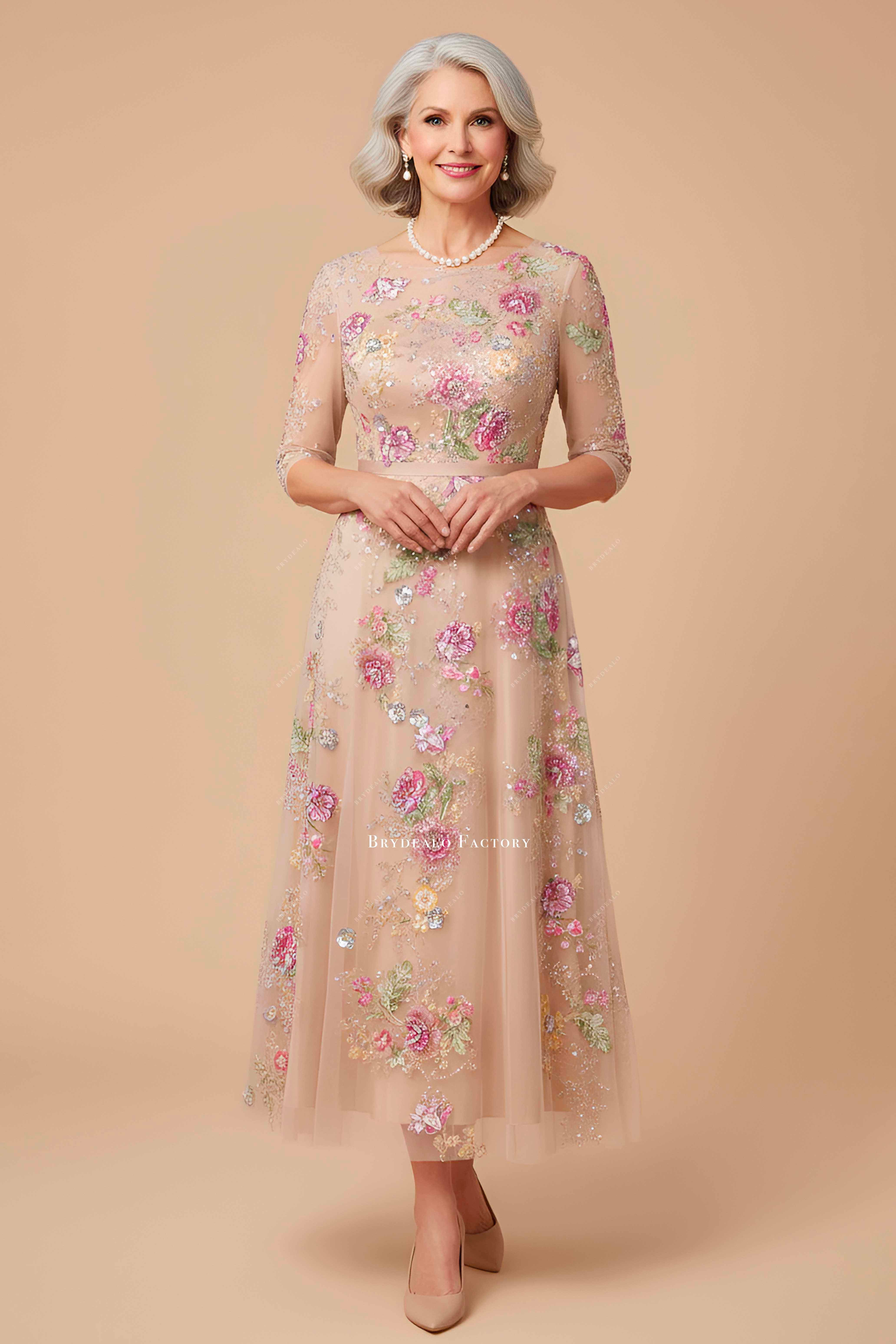 elegant colorful sequin mother of bride dress