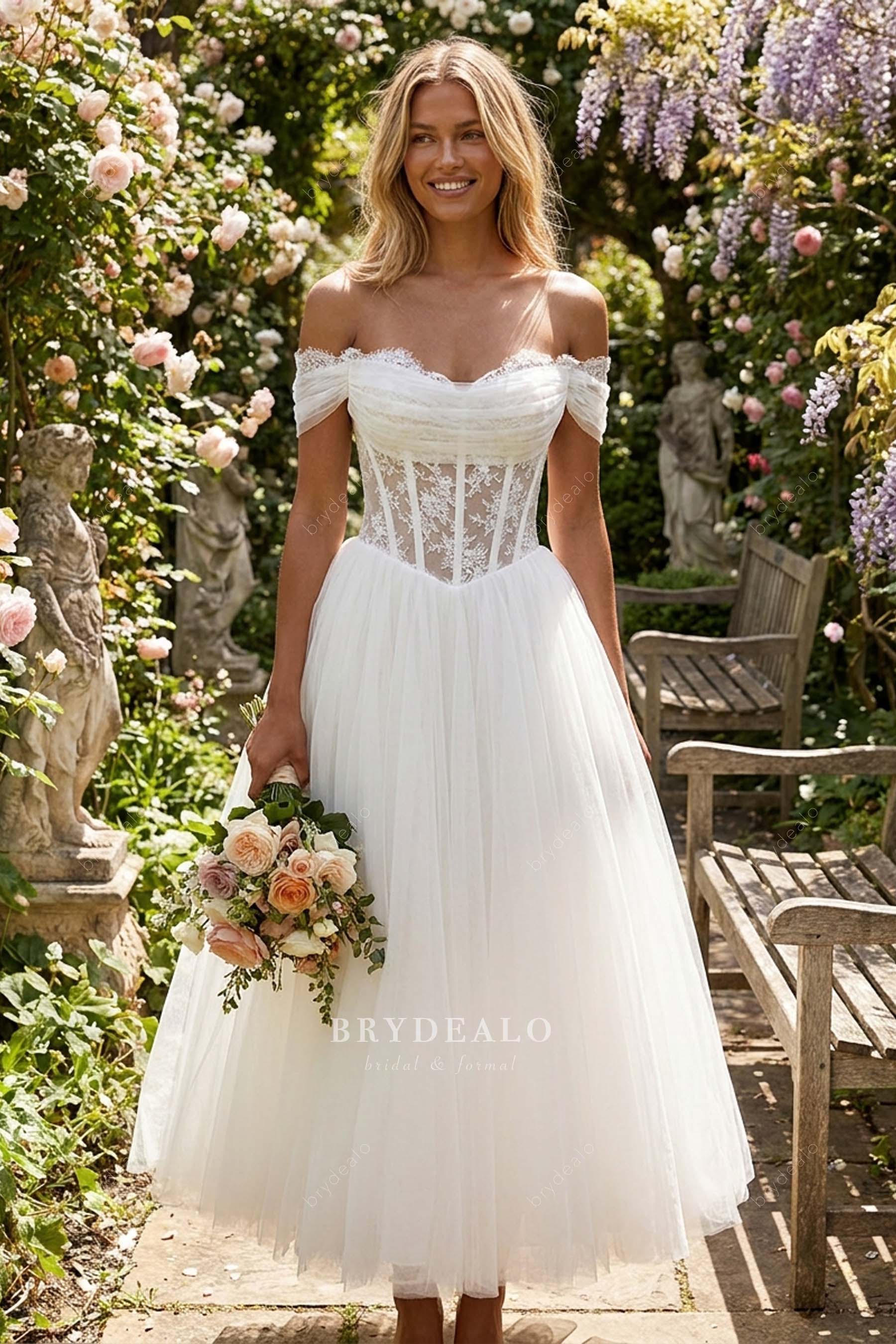 elegant off-shoulder wedding dress