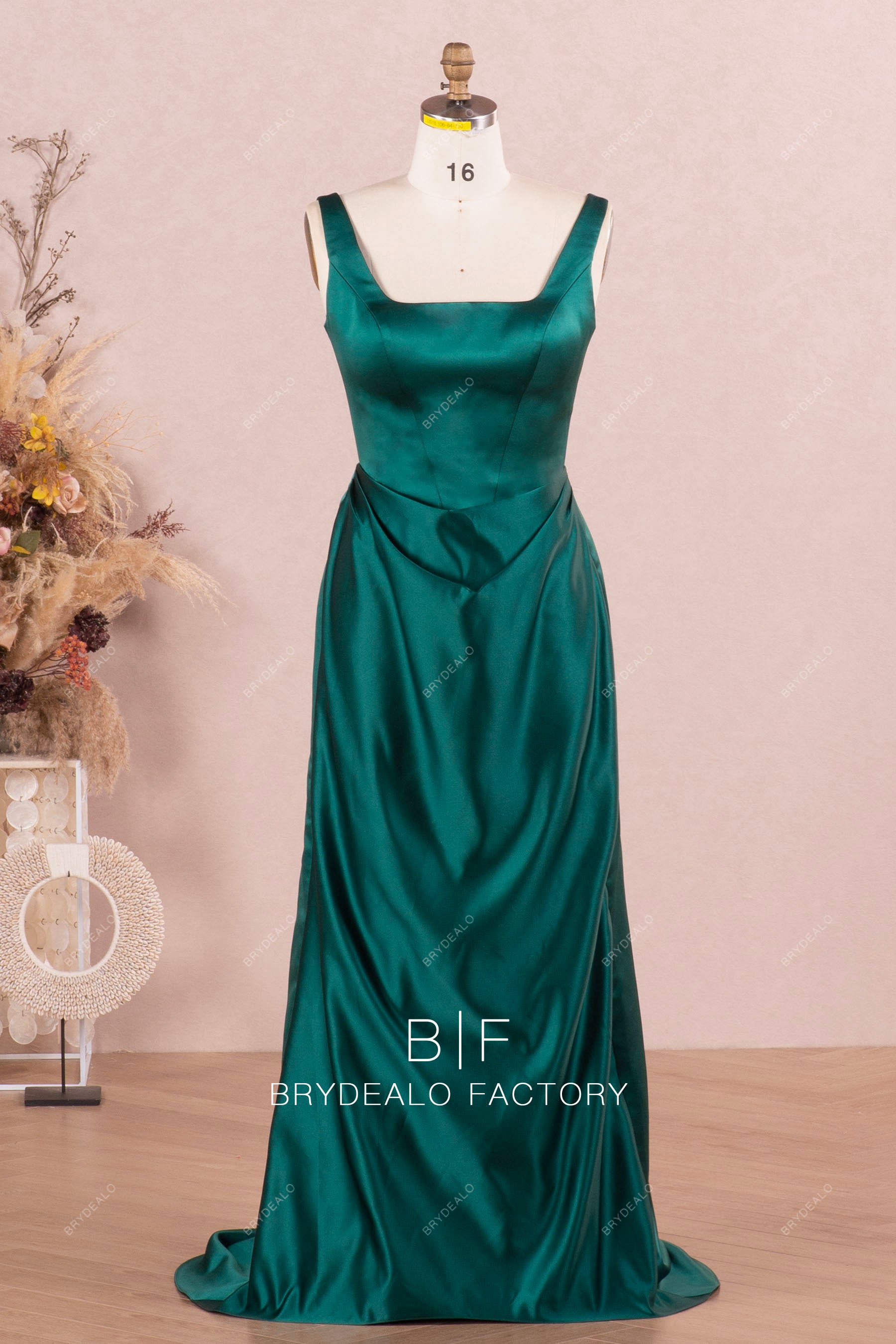 Elegant Square Neck Satin Ruched Sheath Prom Evening Dress Elegant Square Neck Satin Ruched Sheath Prom Evening Dress