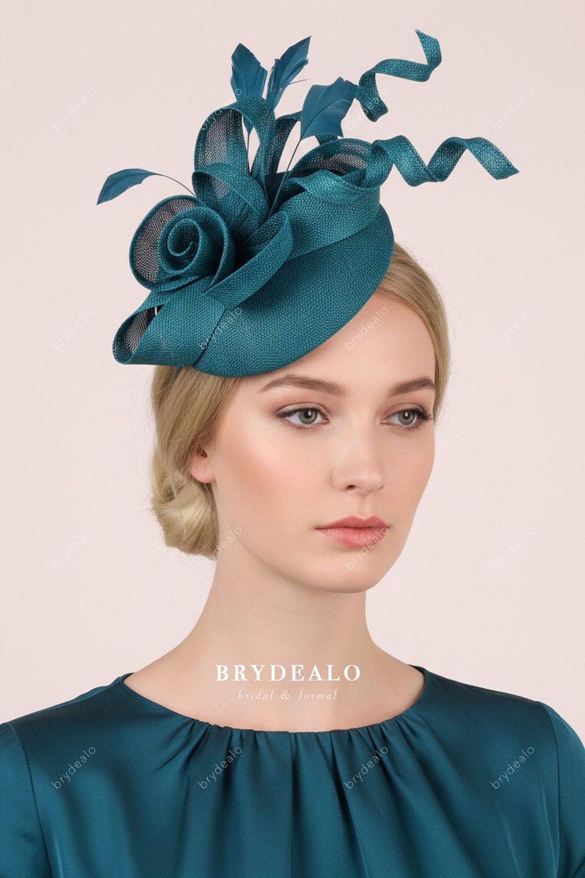 Peacock Sinamay Fascinator Hat Feather Spiral